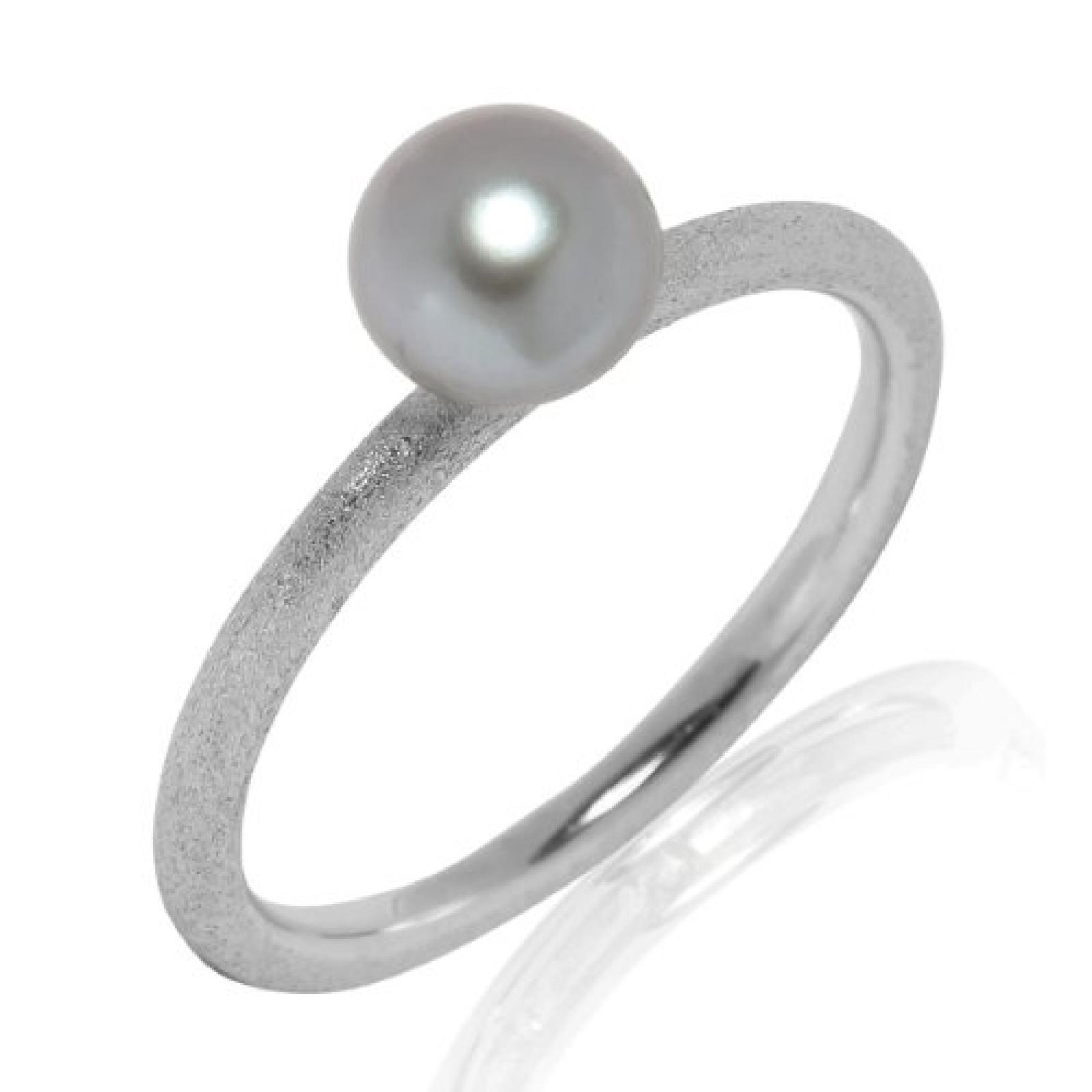 Amberta 925 Sterling Silber Ring Mit Süßwasser-Perle – Damenring, Größe J, 5–6 Mm Perle