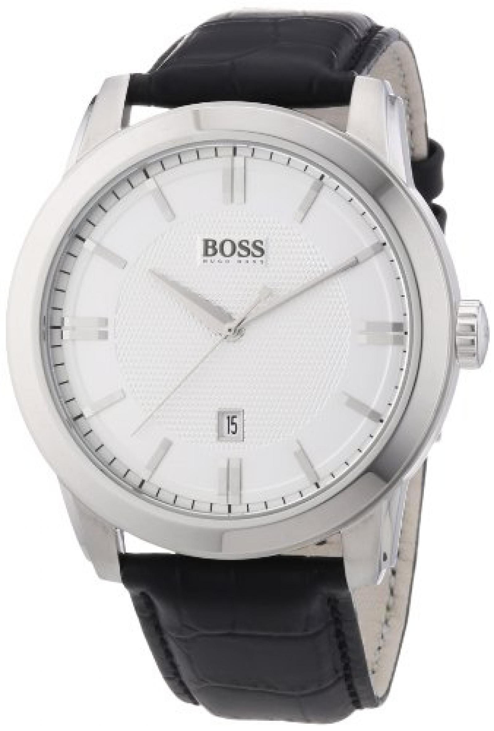Hugo Boss Herren-Armbanduhr XL Analog Quarz Leder 1512766 
