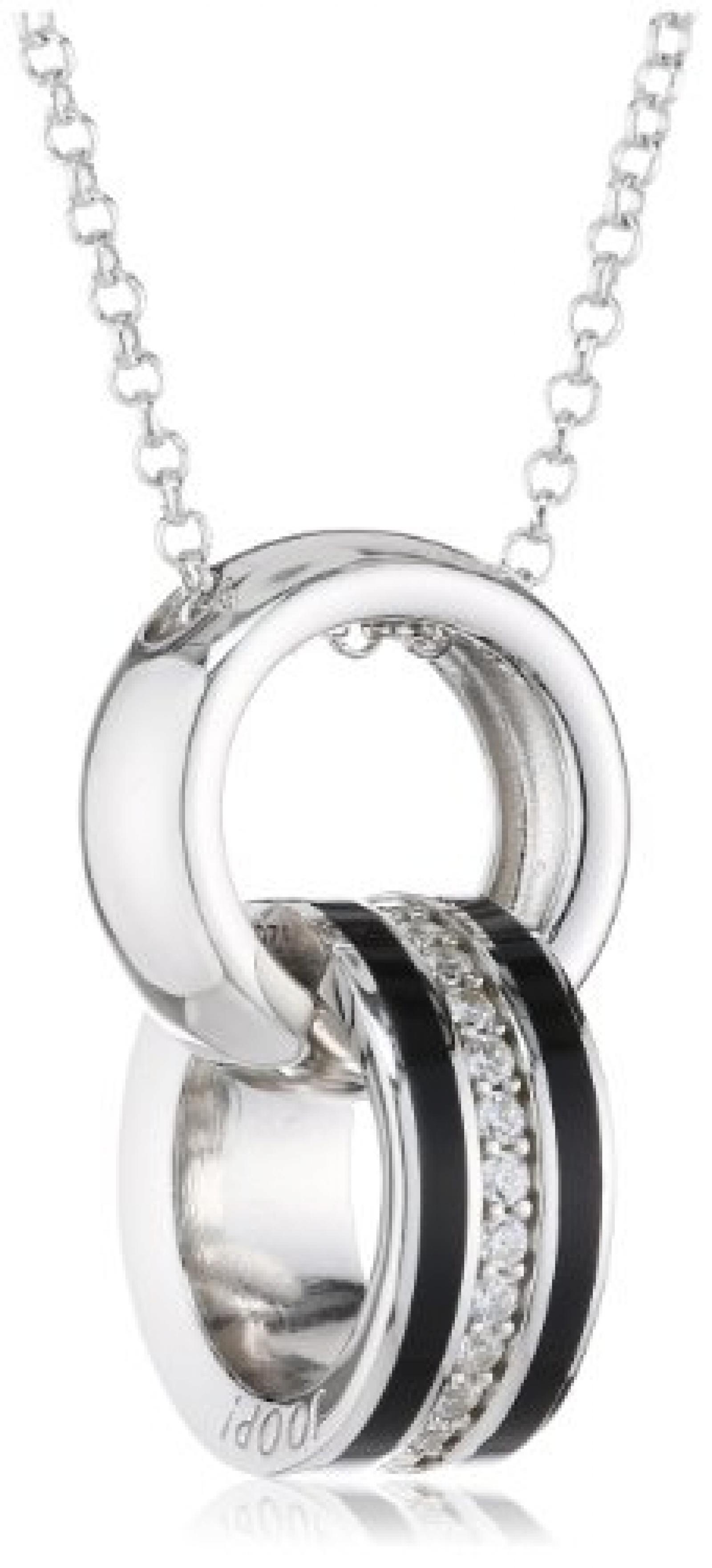 Joop Damen-Halskette mit Anh&Atilde;&curren;nger Epoxy schwarz Zirkonia weiss 45+3 cm 925 Sterling Silber JPNL90639A450 