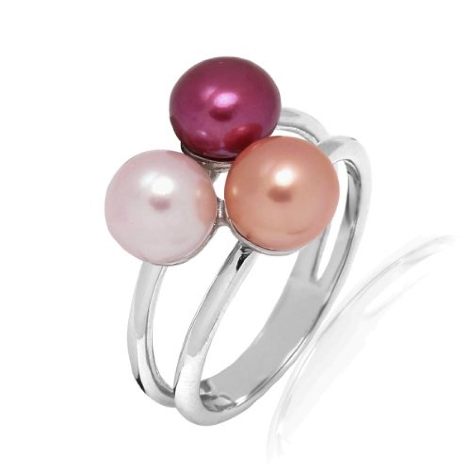 Valero Pearls Damen-Ring Fashion Collection 925 Sterling Silber S&uuml;&szlig;wasser-Zuchtperlen ros&eacute; / apricot / pink 60020092 