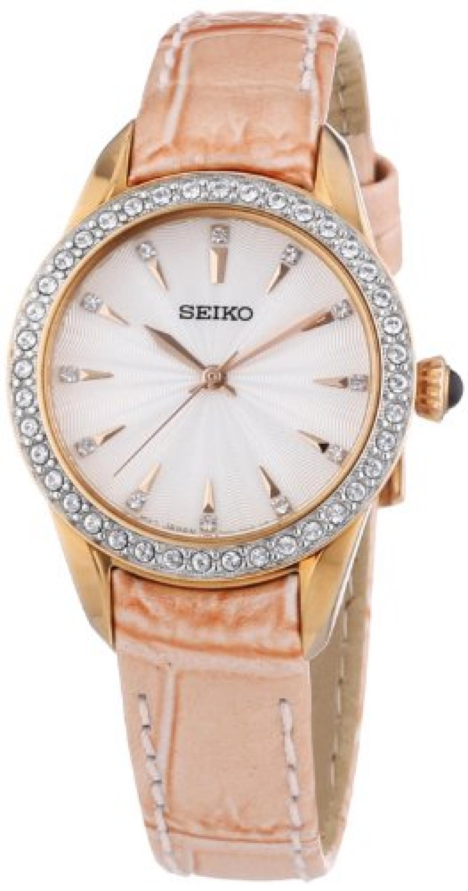Seiko Damen-Armbanduhr XS Analog Quarz Leder SRZ388P1 Seiko Damen-Armbanduhr XS Analog Quarz Leder SRZ388P1