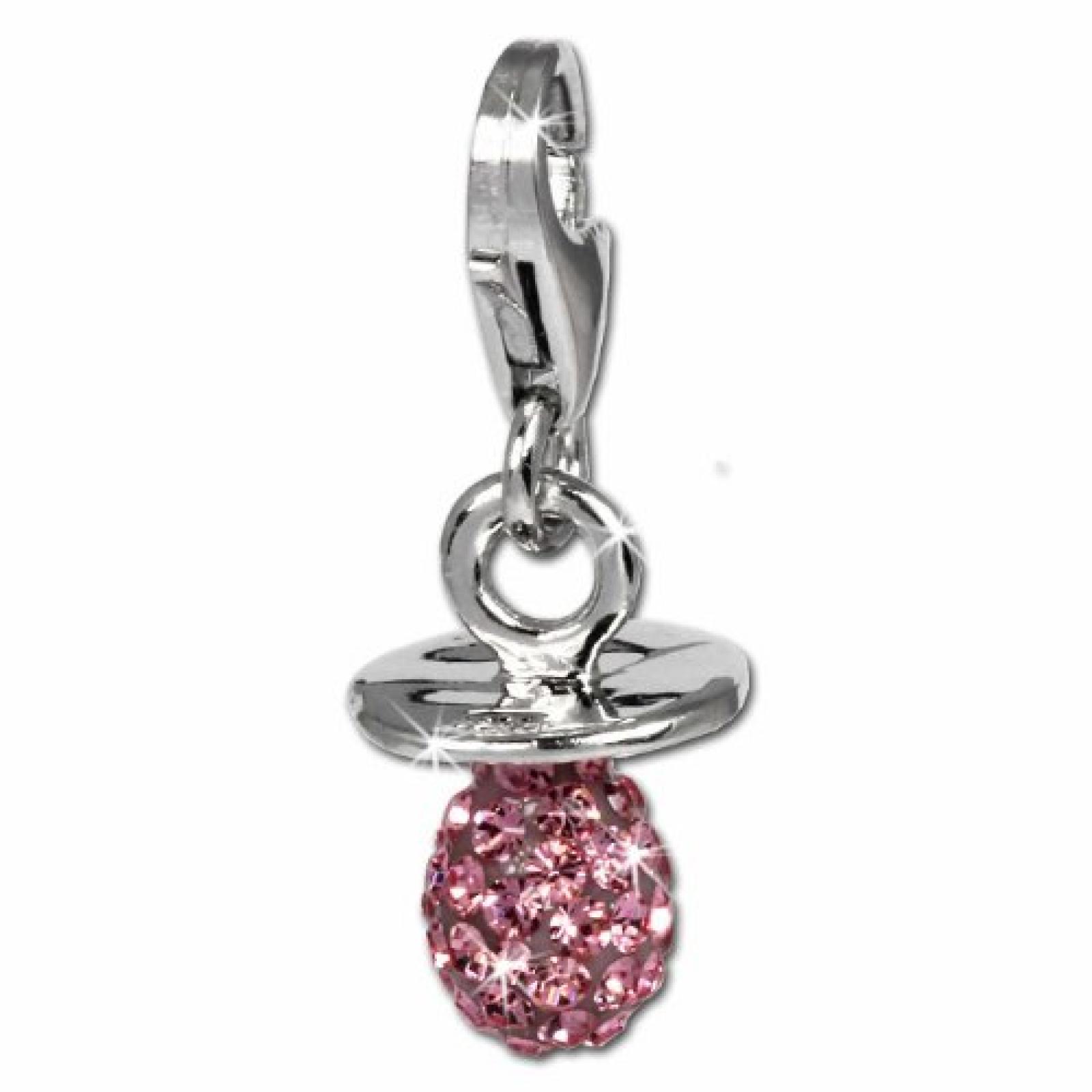 SilberDream Glitzer Charm Nuckel rosa Zirkonia Kristalle Anh&auml;nger 925 Silber f&uuml;r Bettelarmb&auml;nder Kette Ohrring GSC502A 