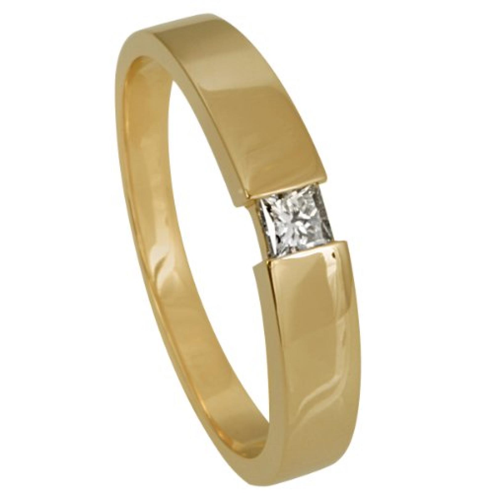 Bella Donna Damen-Ring 585 Gelbgold 1 Diamant Princess 0.15 ct. 