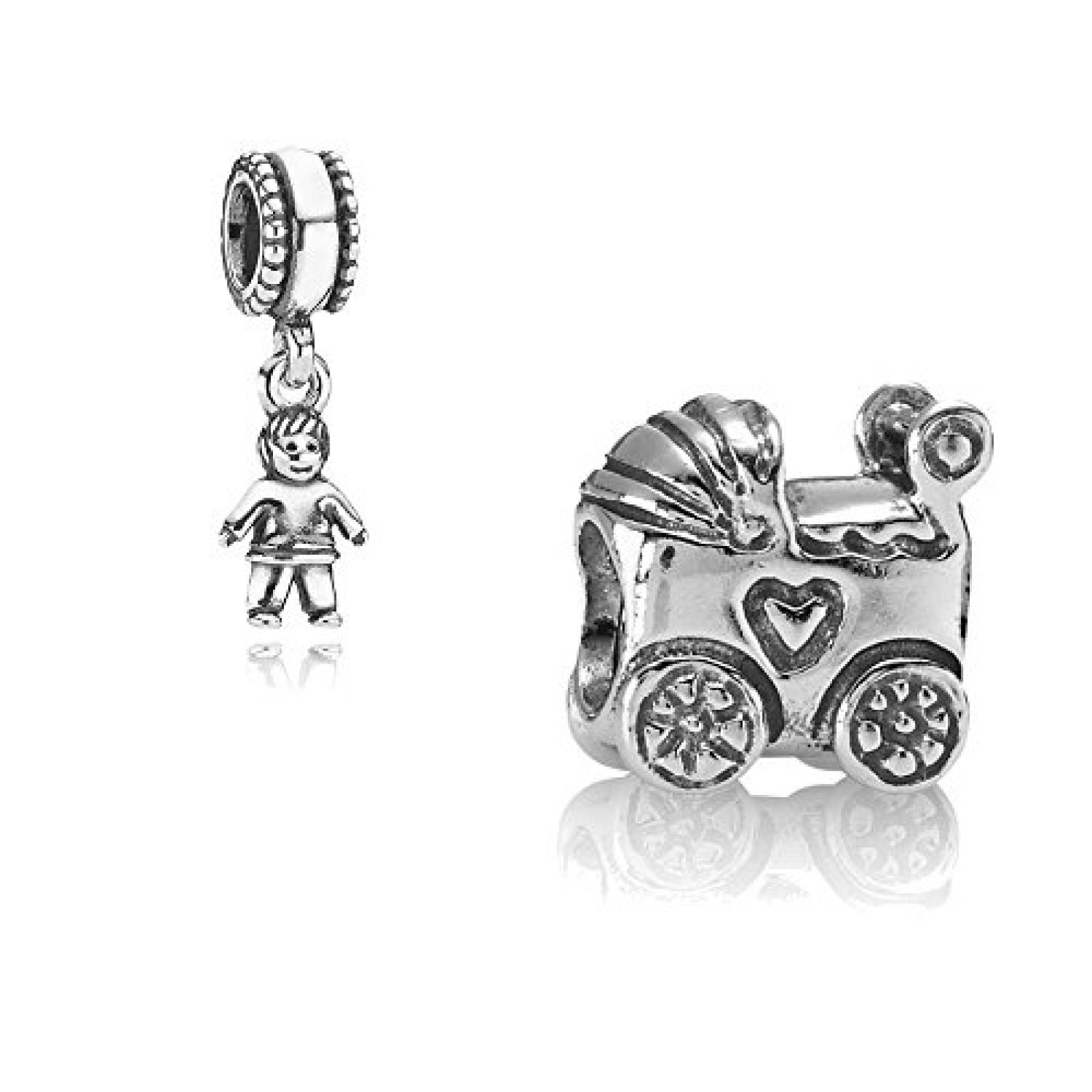 Original PANDORA Geschenkset Geburt in 925er Sterling Silber. Kinderwagen 790346 und Junge 790859. Original PANDORA Geschenkset Geburt in 925er Sterling Silber. Kinderwagen 790346 und Junge 790859.