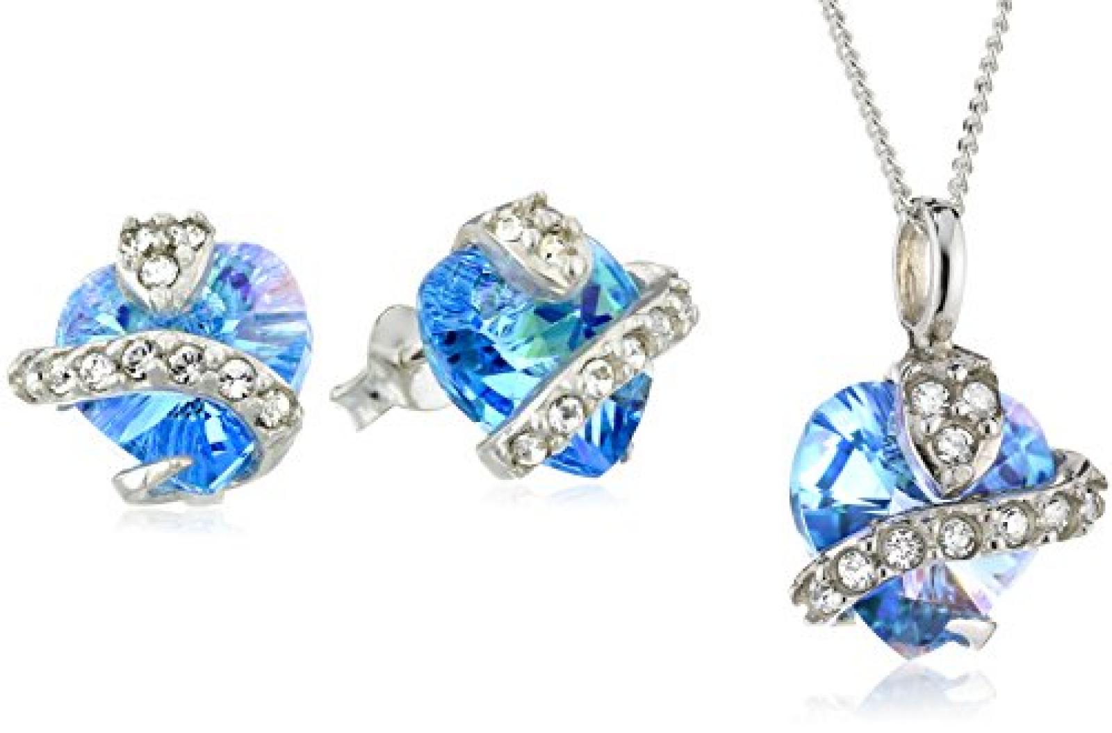 Elli Damen-Schmuckset Ohrstecker + Kette 925 Sterlingsilber Swarovski Elements L&auml;nge 45cm 0901641713_45 