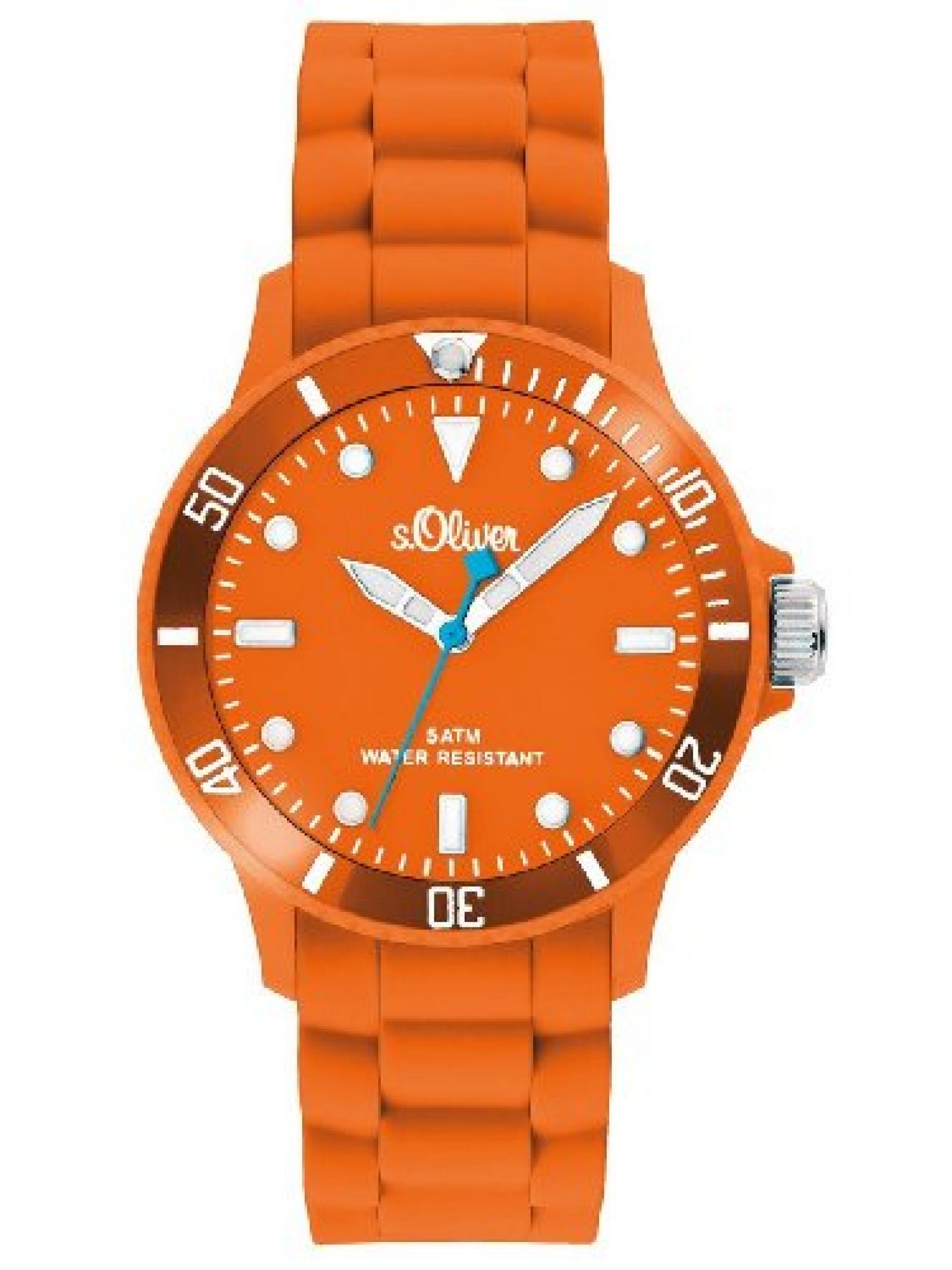 s.Oliver Unisex-Armbanduhr Medium Neon Orange Analog Quarz SO-2332-PQ 