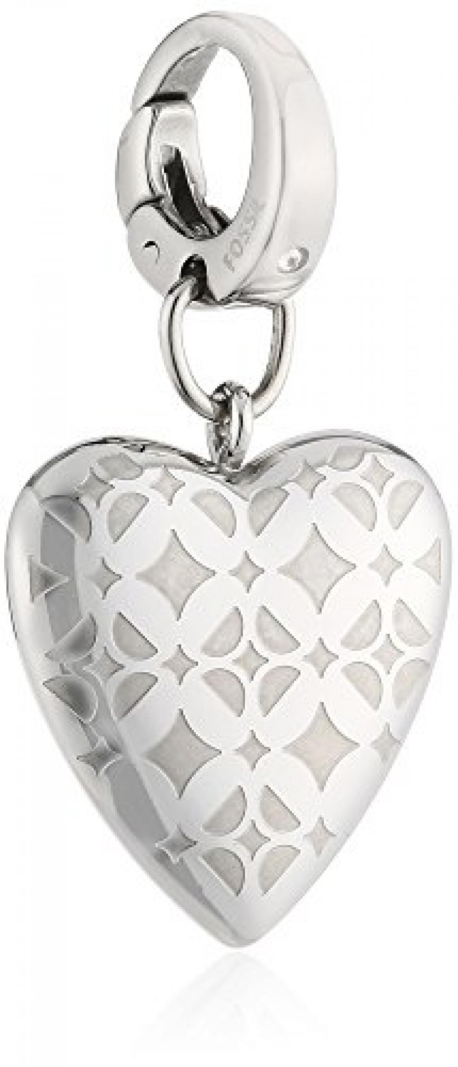 Fossil Damen-Charm Anhänger Herz Edelstahl Zirkonia JF00083040 