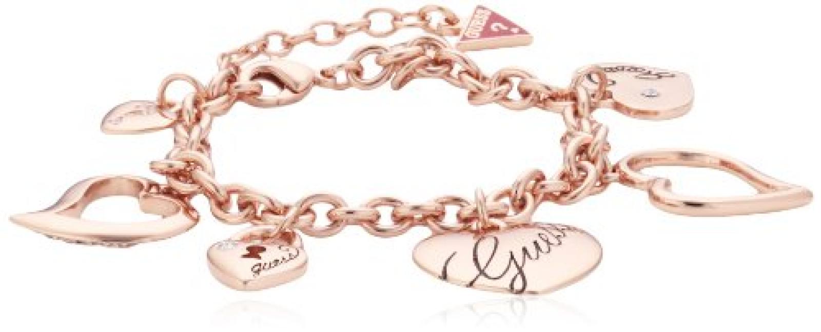 Guess Damen Armband Interlocking Love Edelstahl Kristall ros&eacute; vergoldet 17 cm UBB11395 