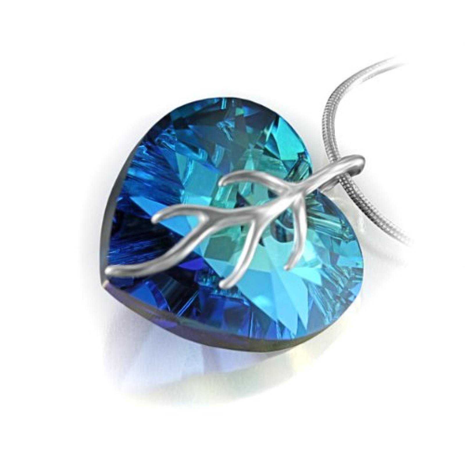 Silberkette mit original Swarovski&reg; Elements Herz Anh&auml;nger, blau, 18 mm, mit Schmucketui, ideal als Geschenk f&uuml;r Frau oder Freundin, Geburtstagsgeschenk 