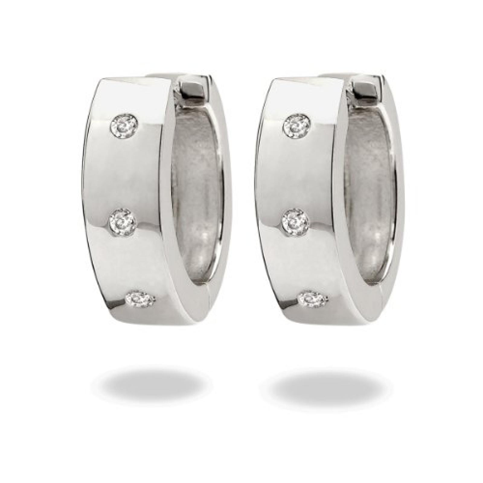 Rafaela Donata Glamour Collection Damen-Klappcreolen 925 Sterling Silber Zirkonia wei&szlig;  60832004 