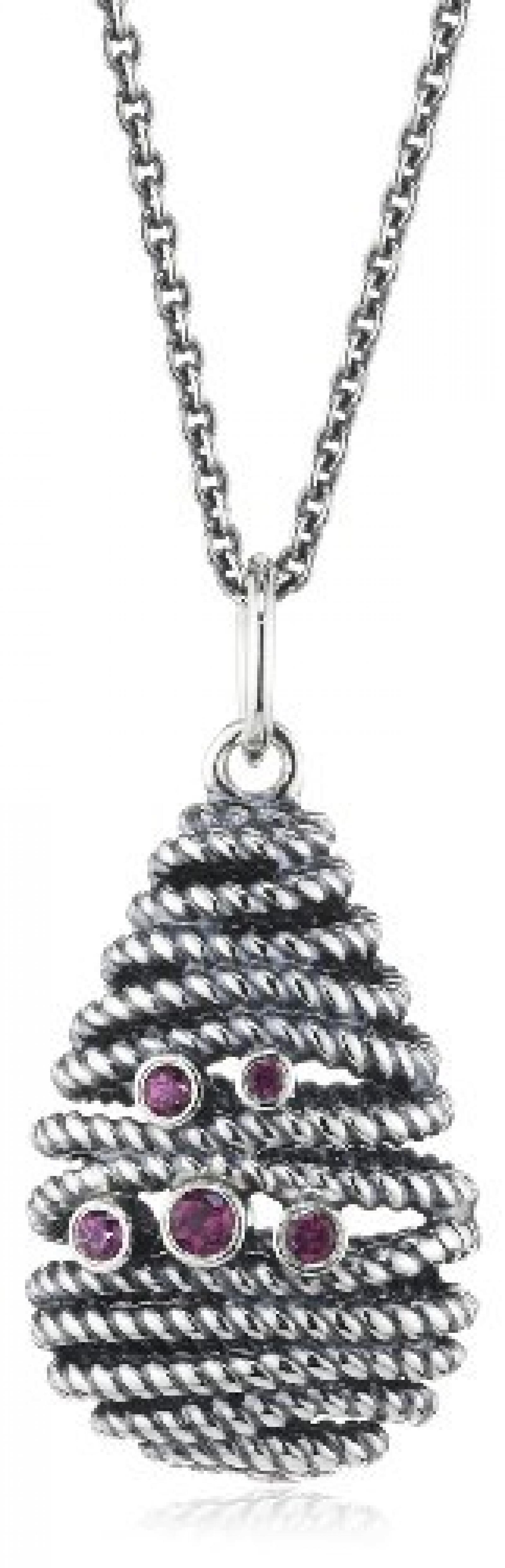 Pandora Damen-Halskette mit Anh&auml;nger Rhodolith rosa 925 Sterling Silber 390337RHL-90 