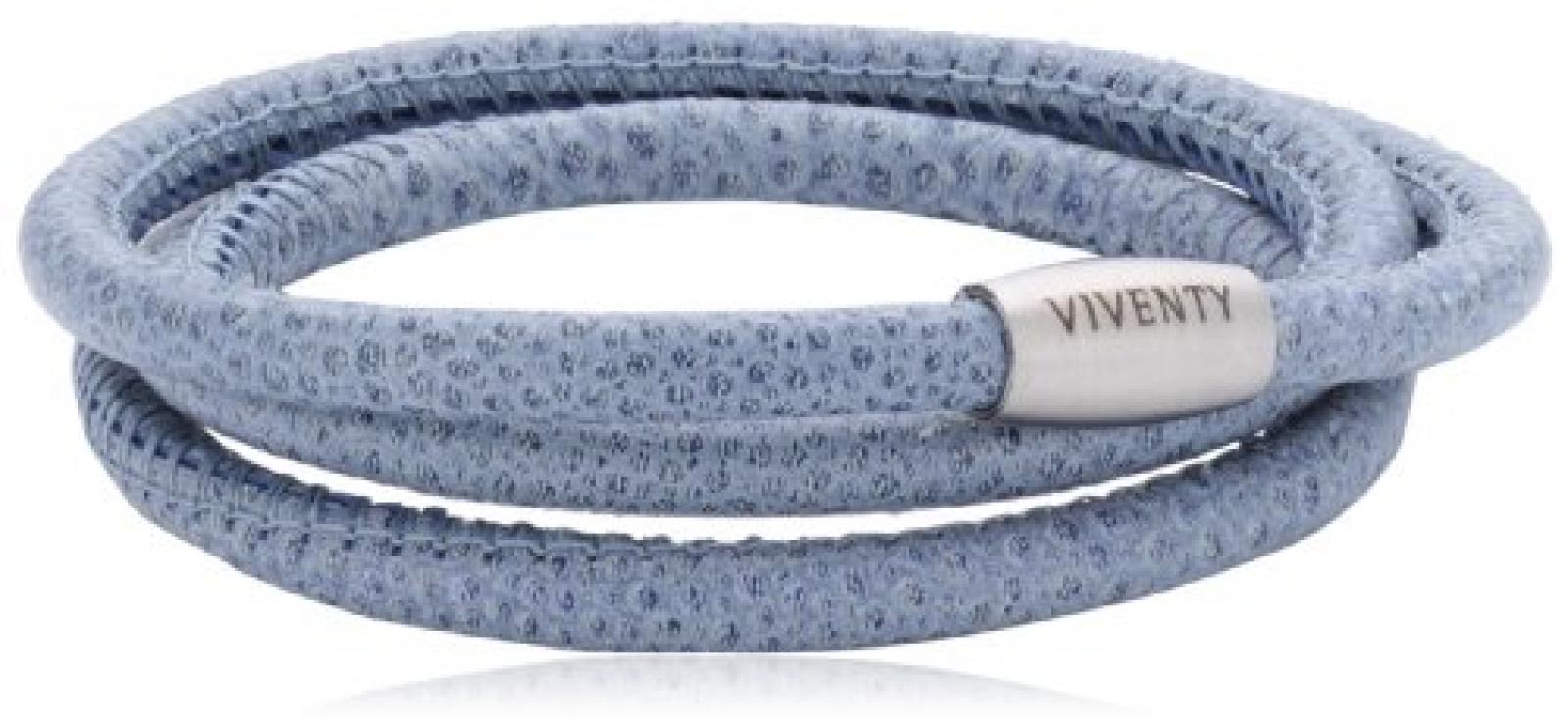 Viventy Unisex Armband Leder 3x gewickelt. in hellblau 59cm 764020 