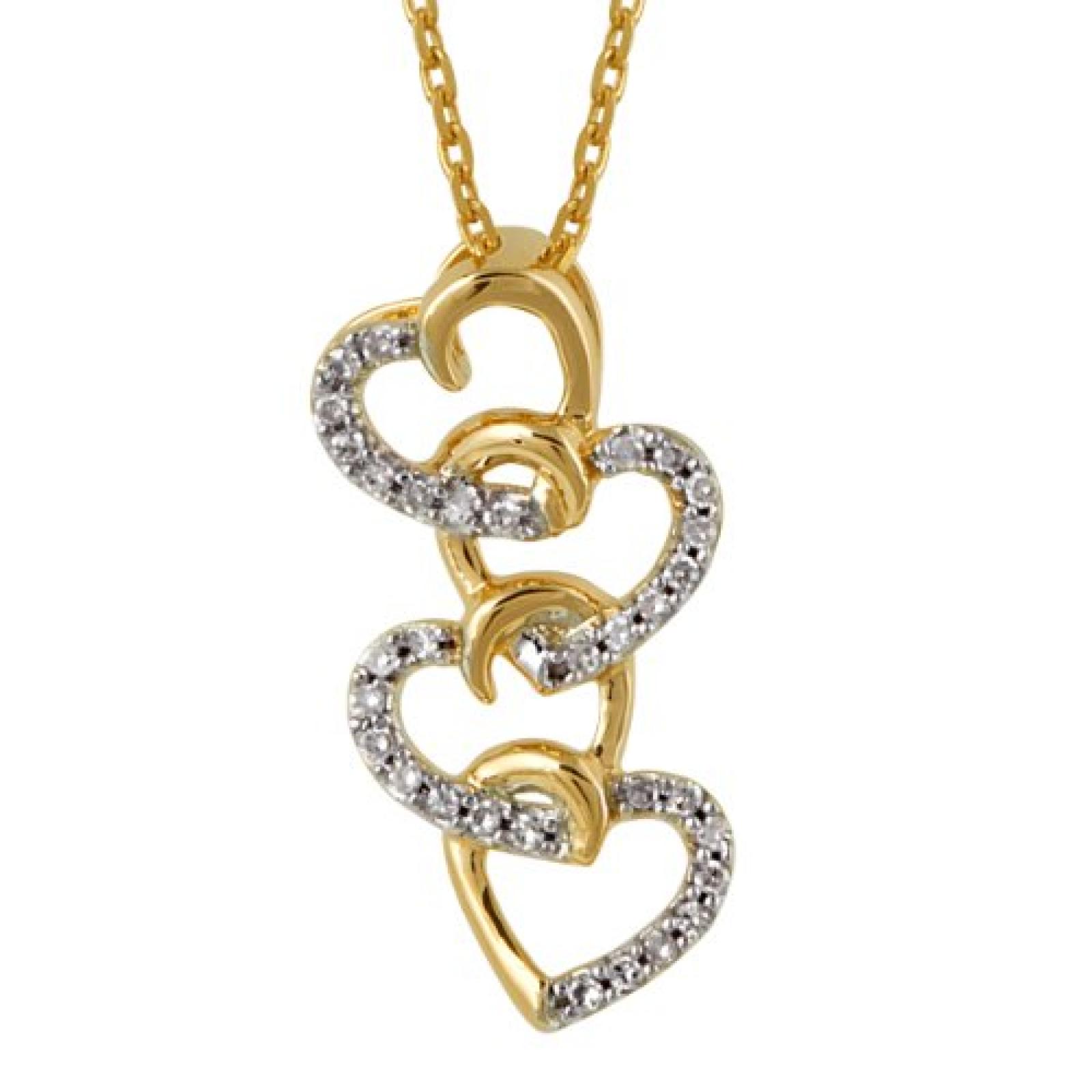 Bella Donna Damen-Collier Herz 333 Gelbgold teilrhodiniert 32 Diamanten 0,10ct. Wei&szlig; Piqu&eacute;1 45cm 105211 