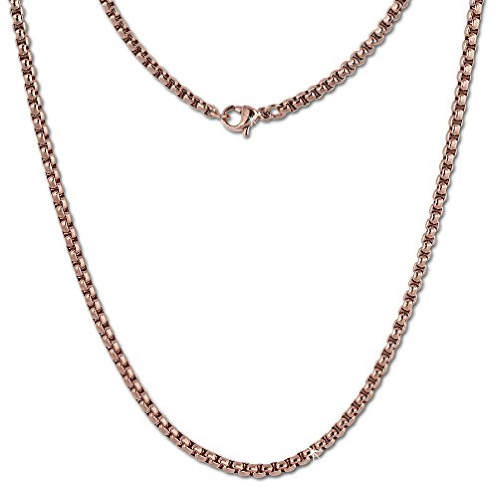 Amello Coin Edelstahlkette rosevergoldet 80cm - Edelstahlkette f&uuml;r Edelstahl Coins - Damenkette Edelstahlschmuck Stainless Steel - ESC102E 