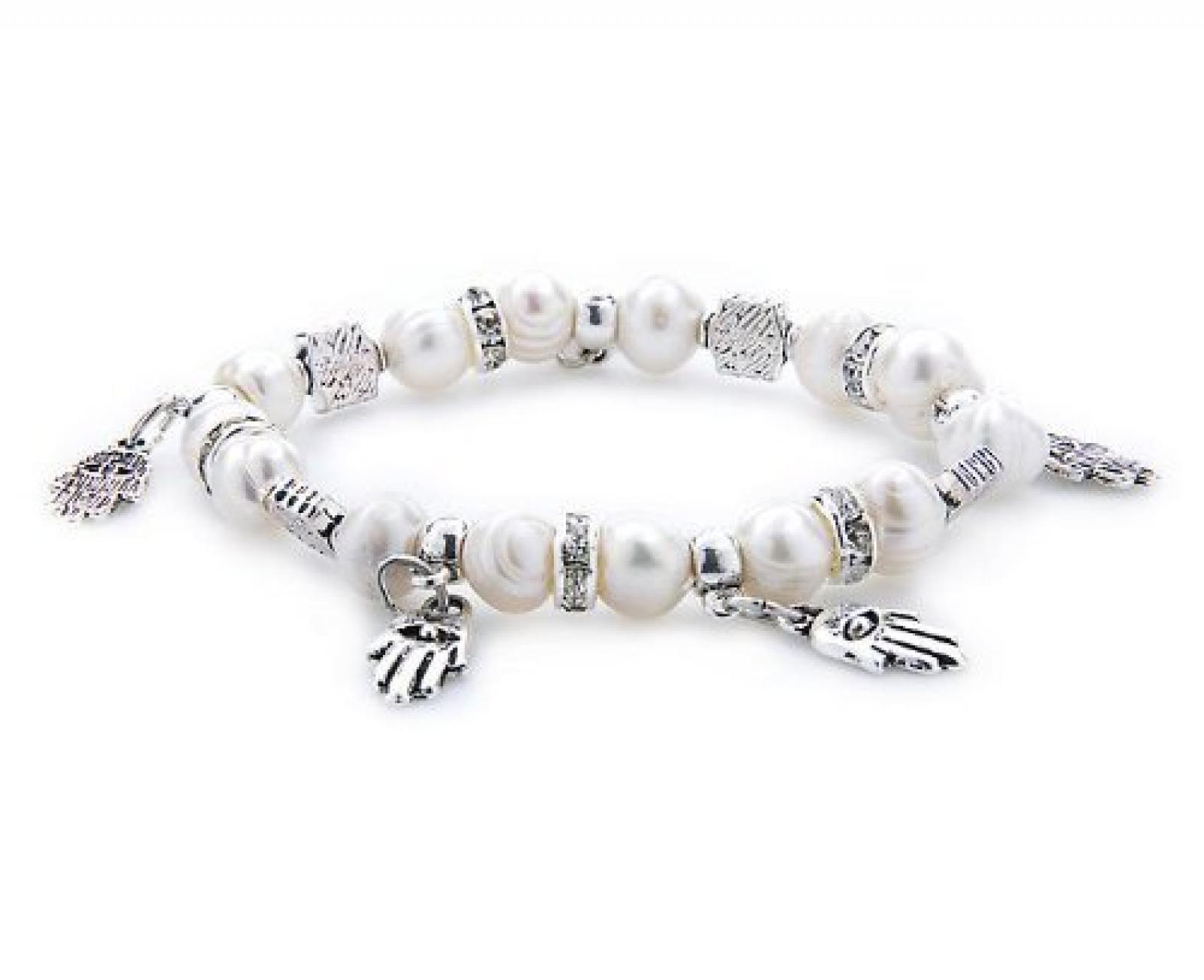 Silvity Pearls Silvity Perlenarmband Armband aus Echten S&uuml;&szlig;wasserperlen Silber Elemente Farbe: wei&szlig; 8 mm 808022-20 