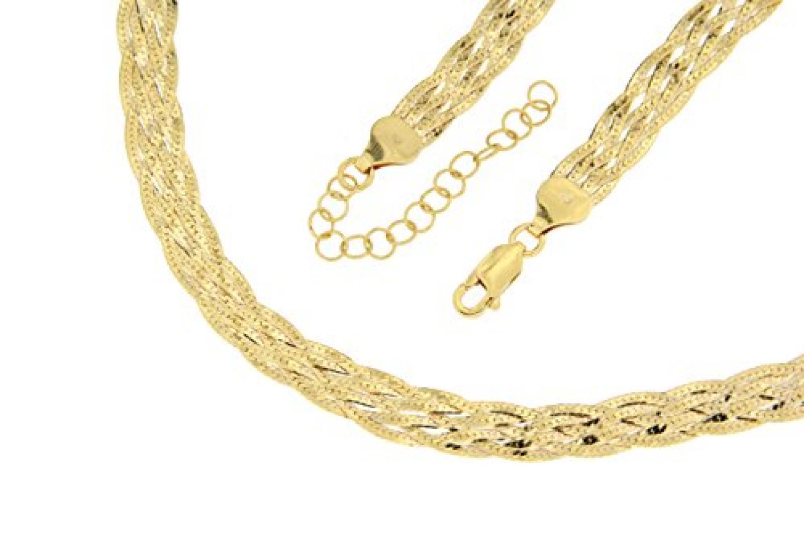 Kettenworld Damen-Collier Heringbone geflochten 925 Sterling Silber vergoldet 289538 Kettenworld Damen-Collier Heringbone geflochten 925 Sterling Silber vergoldet 289538