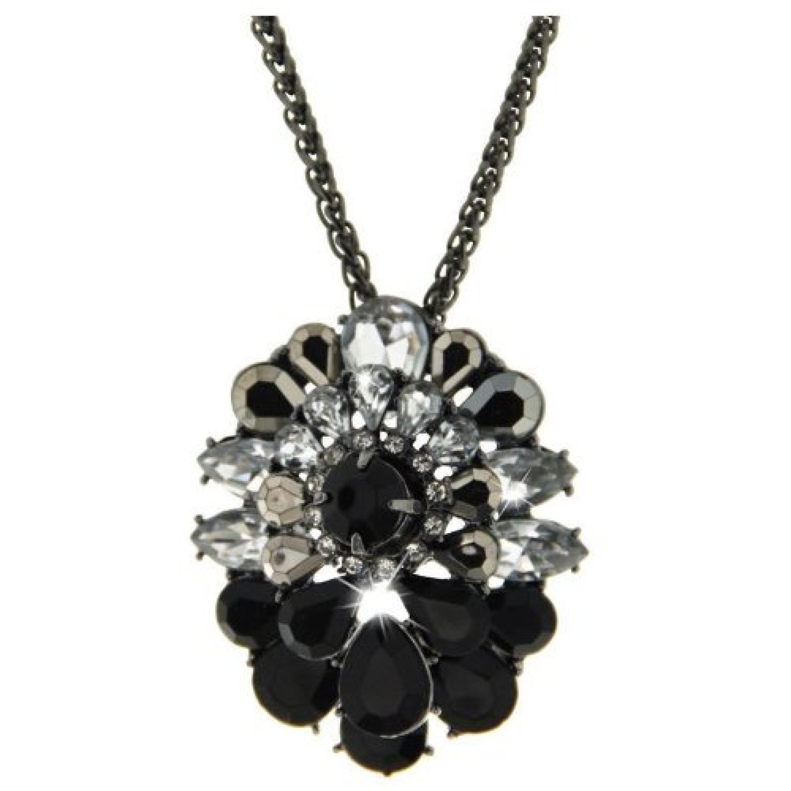 Sweet Deluxe Damen Halskette Metall rhodiniert Glas 45 cm silber/schwarz/crystal 3070 