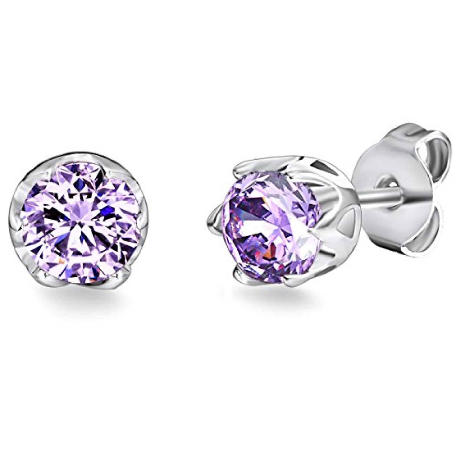 Rafaela Donata Damen-Ohrstecker Classic Collection 925 Sterling Silber Zirkonia violett  60800023 