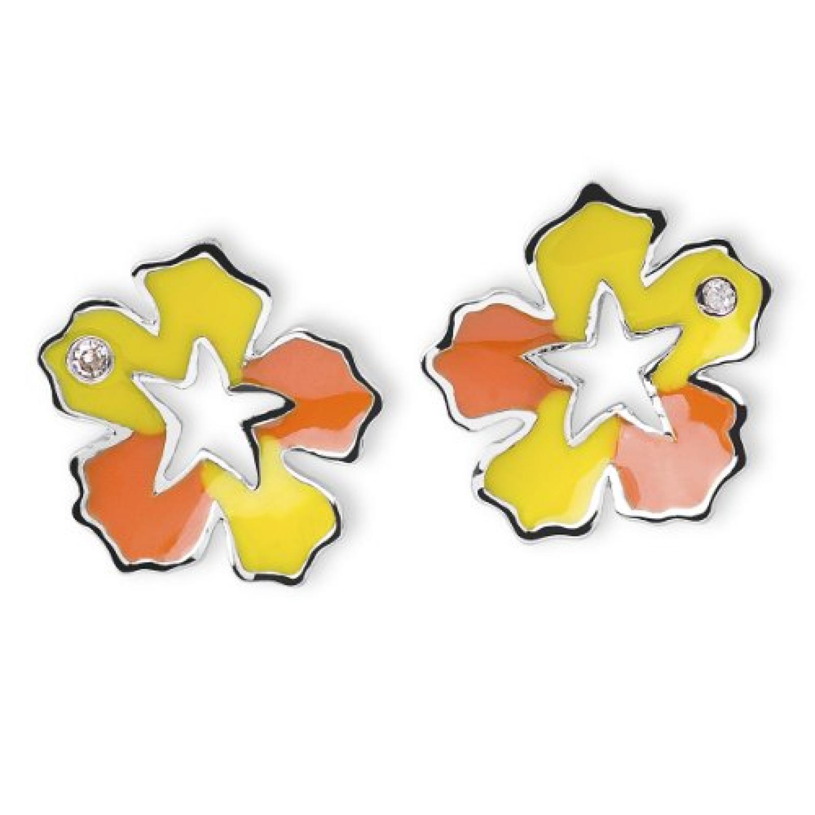 Rafaela Donata Damen-Ohrstecker Diamond Collection 925 Sterling Silber Diamant Emaille gelb / orange  60250033 