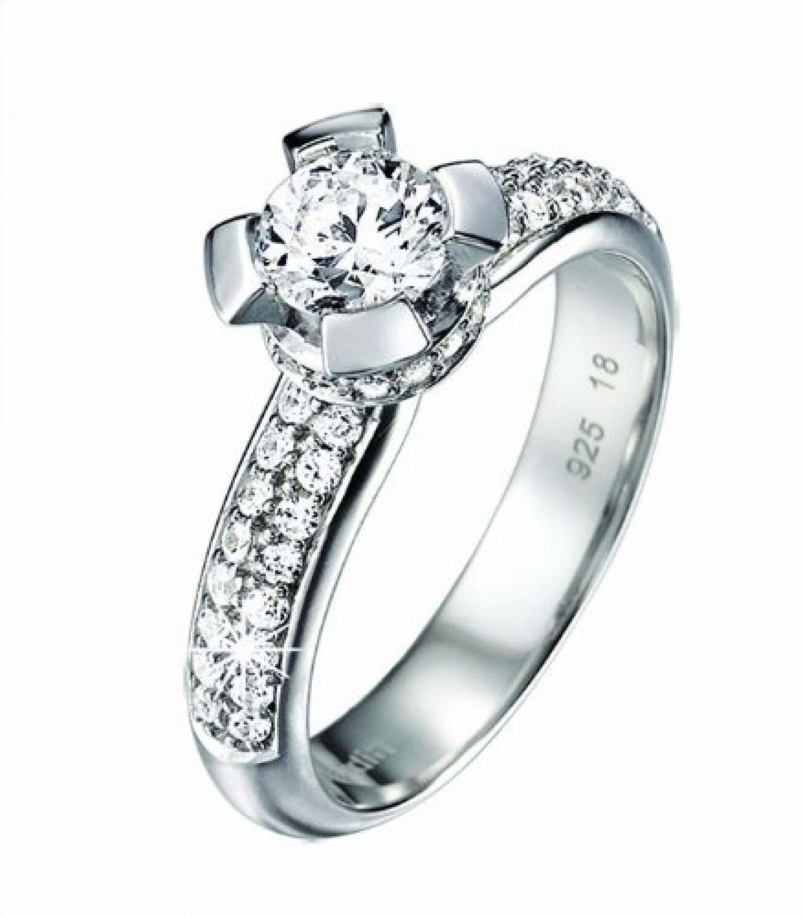 Pierre Cardin Damen-Ring 925 Sterling Silber rhodiniert Kristall Zirkonia Romance weiß PCRG90332A Pierre Cardin Damen-Ring 925 Sterling Silber rhodiniert Kristall Zirkonia Romance weiß PCRG90332A