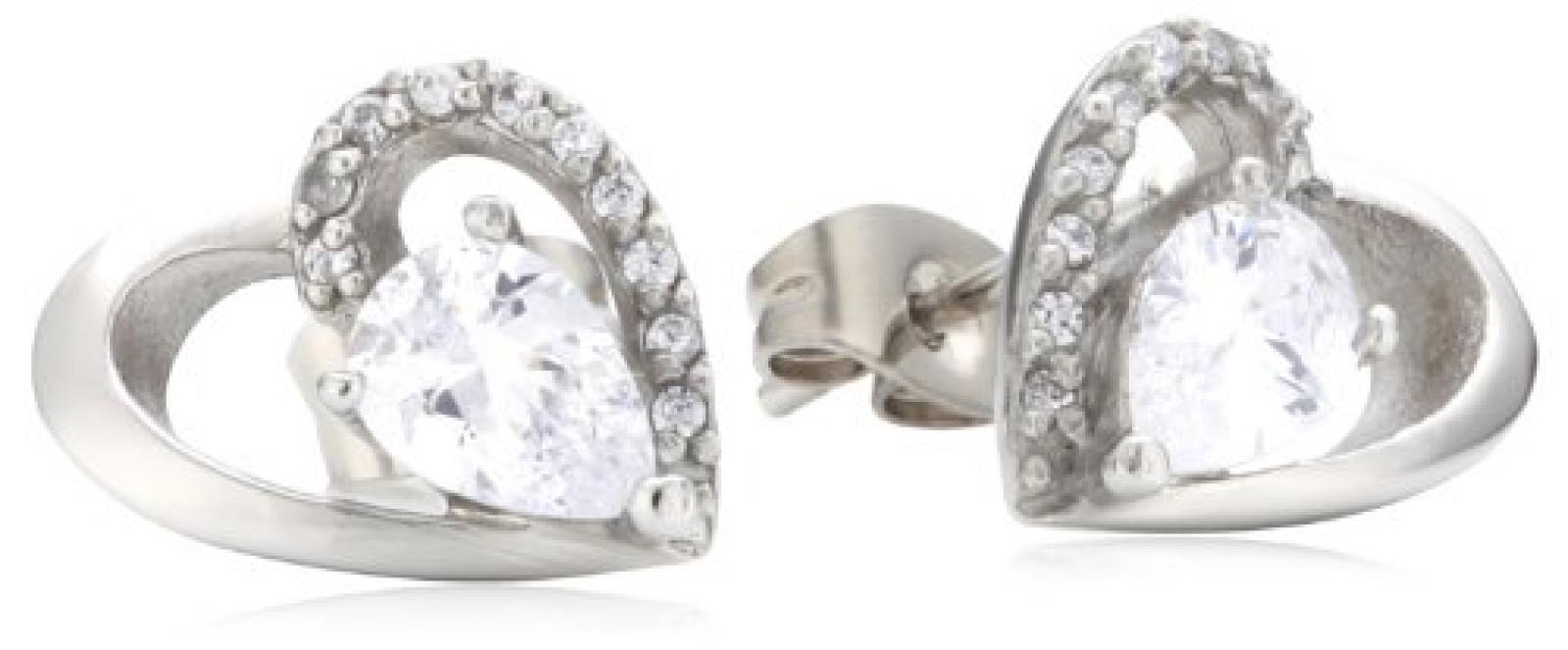 Mike Ellis New York Damen-Ohrstecker Edelstahl Zirkonia wei&szlig; D1506C/9 