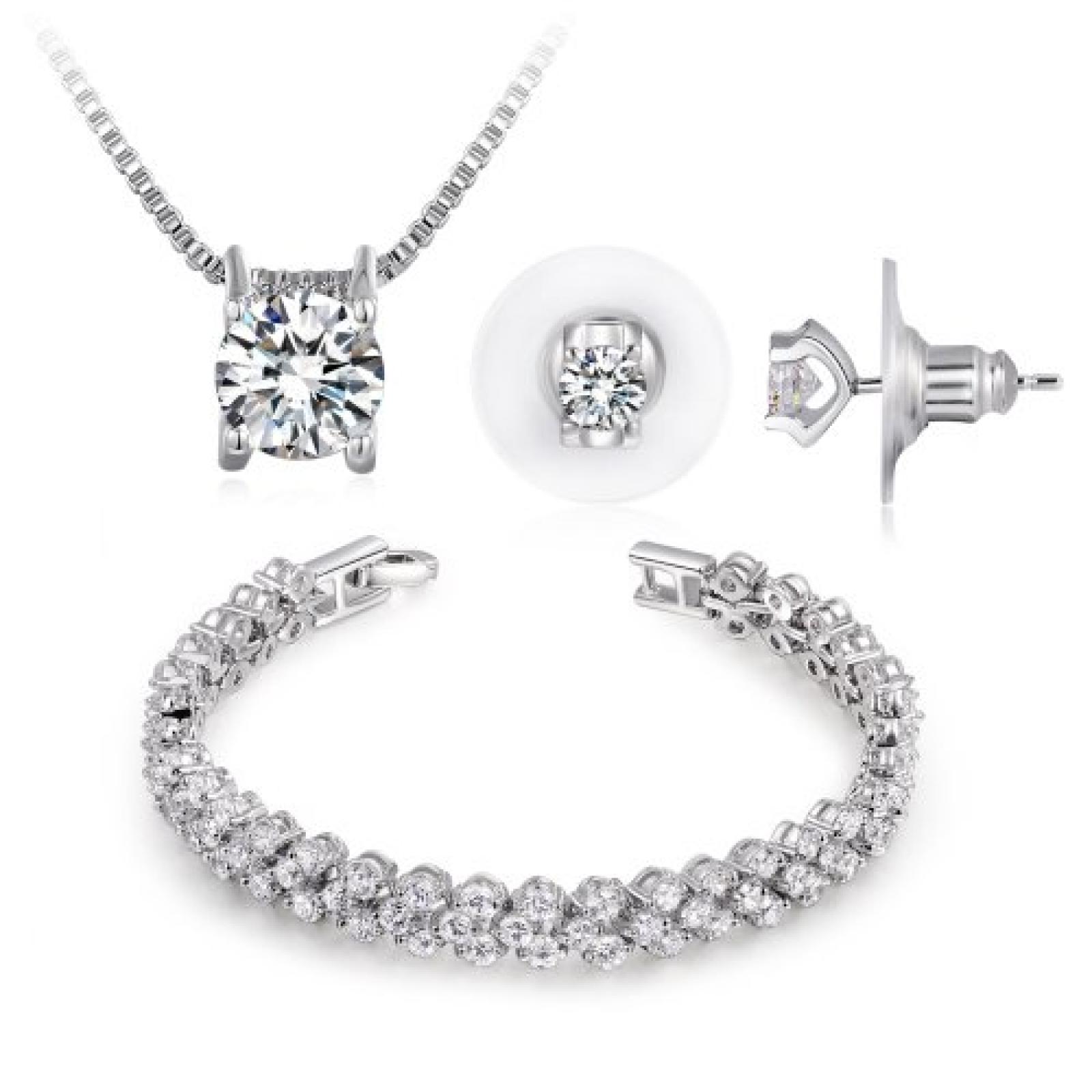 Weihnachtsgeschenk Ninabox&reg; Hochzeit Damen Schmuckset(Kette, Armband, Ohrringe)SWAROVSKI ELEMENTS Kristall Anh&auml;nger Geburtstagsgeschenk f&uuml;r Frauen Party Mitzvah Abendkleid "Frozen" Kollektion Weihnachten Geschenk. Spezielles Design f&uuml;r ein perfektes Weihn 