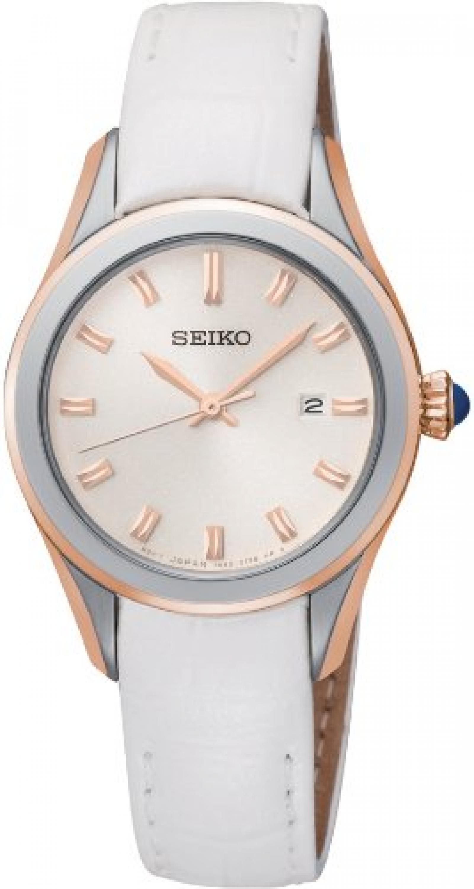 Seiko Damen-Armbanduhr XS Analog Quarz Leder SXDF70P1 