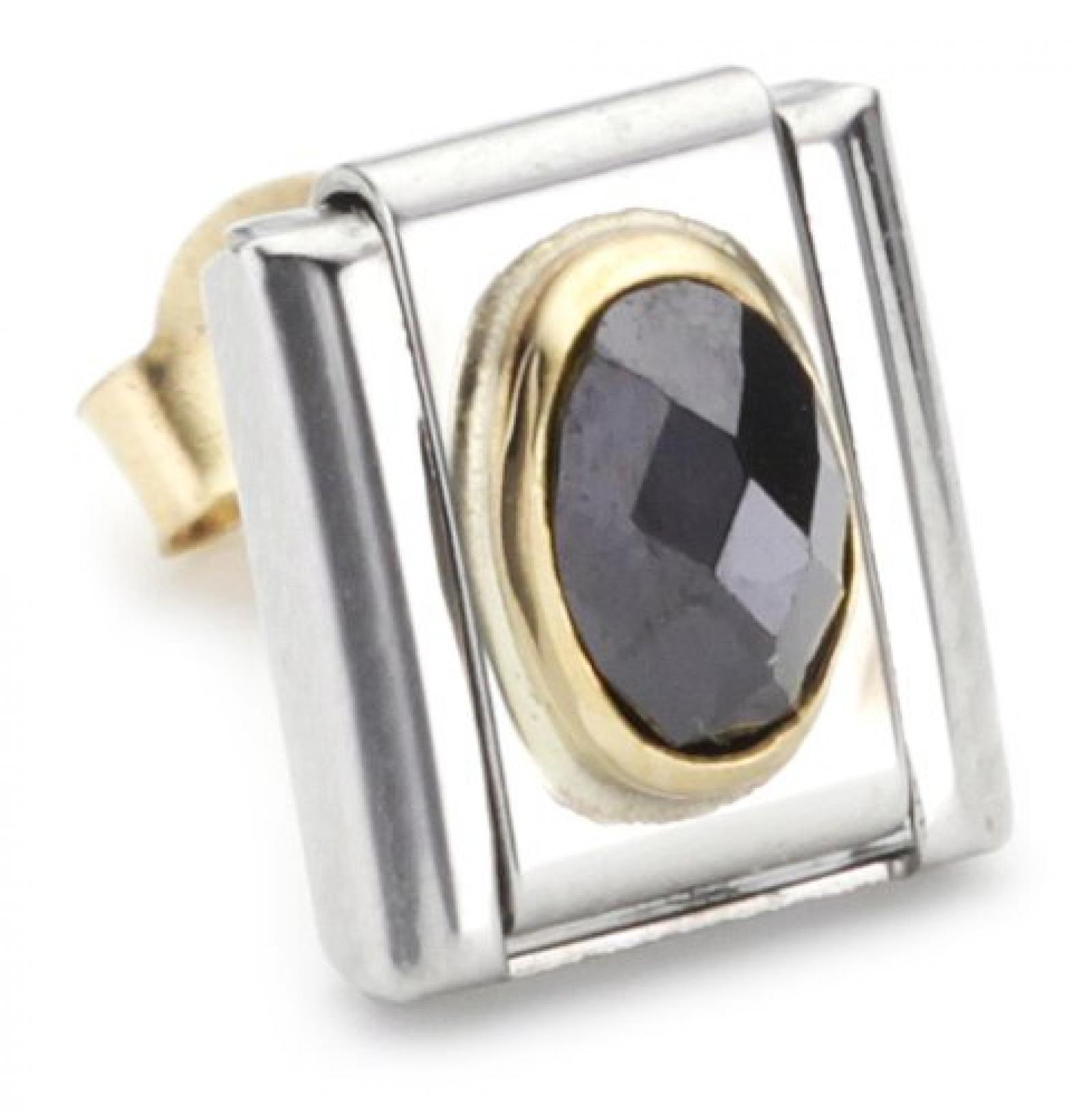 Nomination Damen-Einzelohrring Zirkone Edelstahl 750 Gelbgold SCHWARZ 038505 