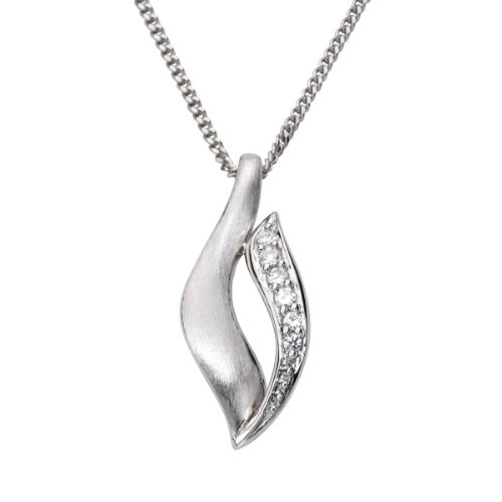 ZEEme Basic Damen-Anh&auml;nger mit Kette 925/- Sterling Silber 45cm Zirkonia wei&szlig; 500244448 