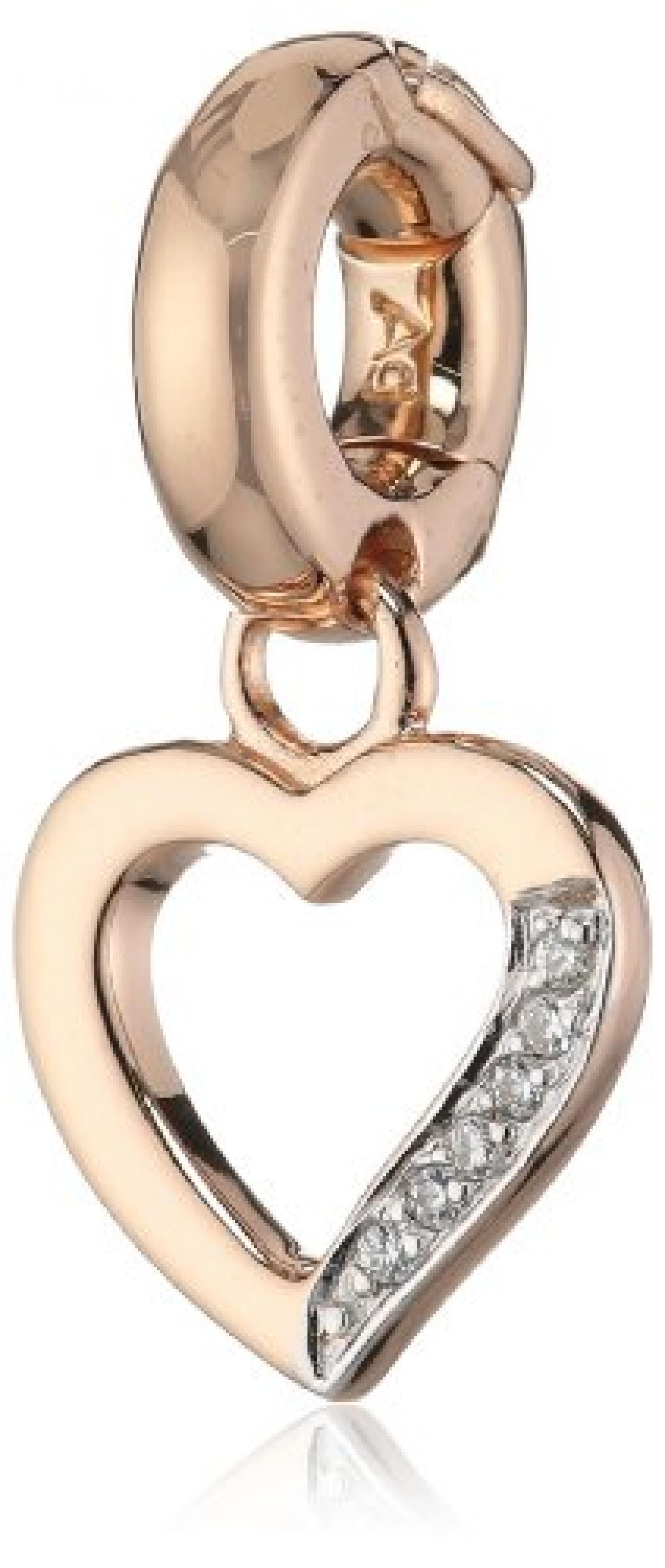 Viventy Anhänger Herz aus 925 Sterlingsilber, roségold plattiert mit 6 Zirkonia, unisize, 766932 