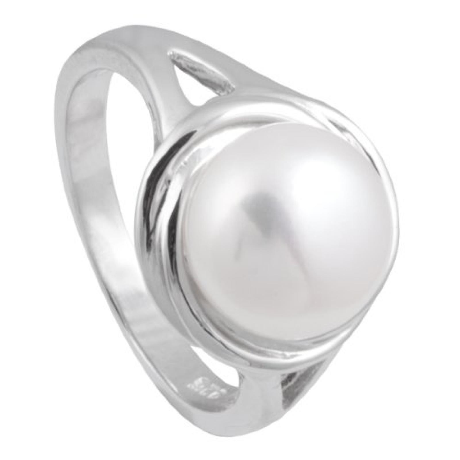 Bella Donna Damen-Ring 925 Sterlingsilber S&uuml;&szlig;wasser-Zuchtperle Button 