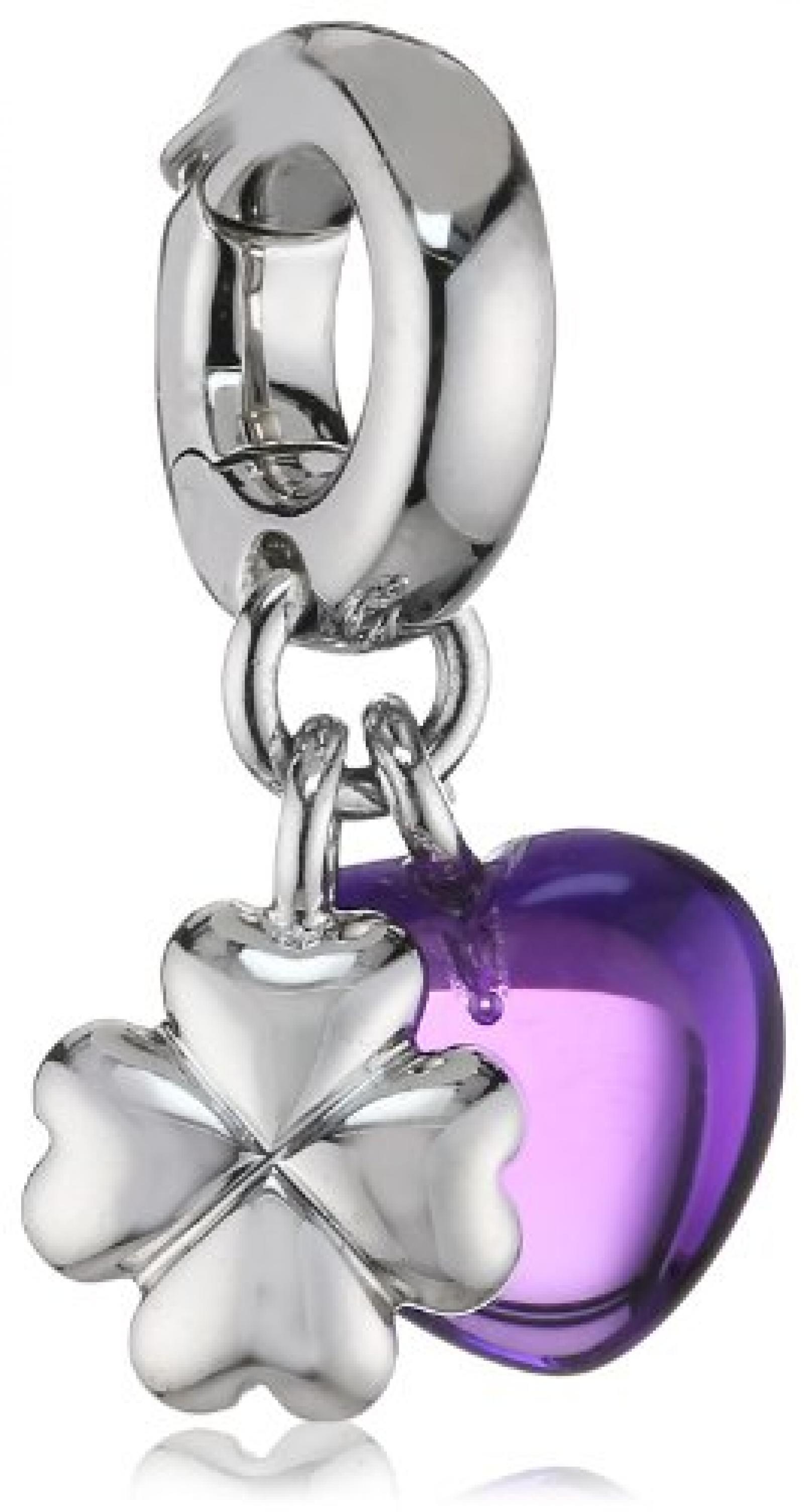 Viventy Anh&auml;nger Kleeblatt aus 925 Sterlingsilber, silber rhodiniert mit synth. Amethyst, lila, unisize, 765902 