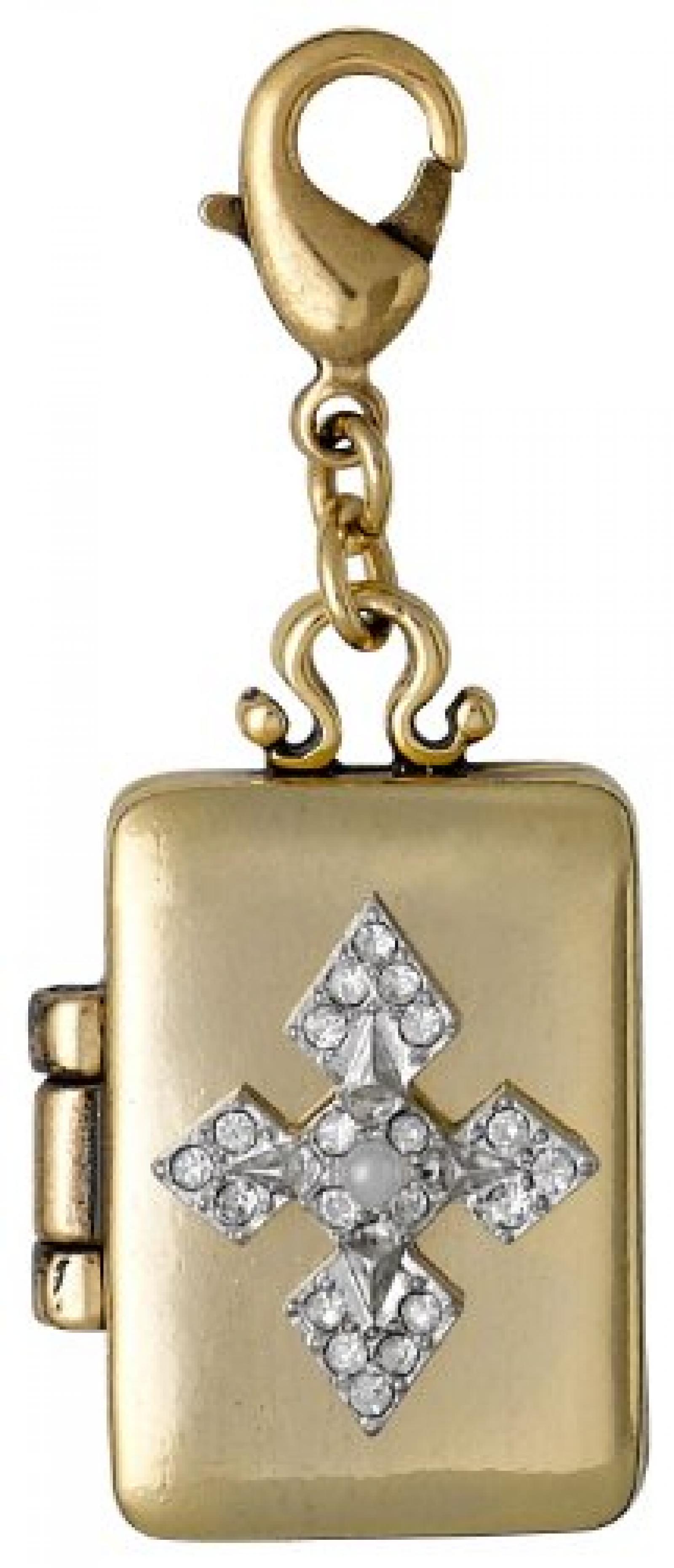 Pilgrim Jewelry Damen-Anh&auml;nger Messing Kristall Charms Versilbert und Vergoldet grau 4.2 cm 401346106 