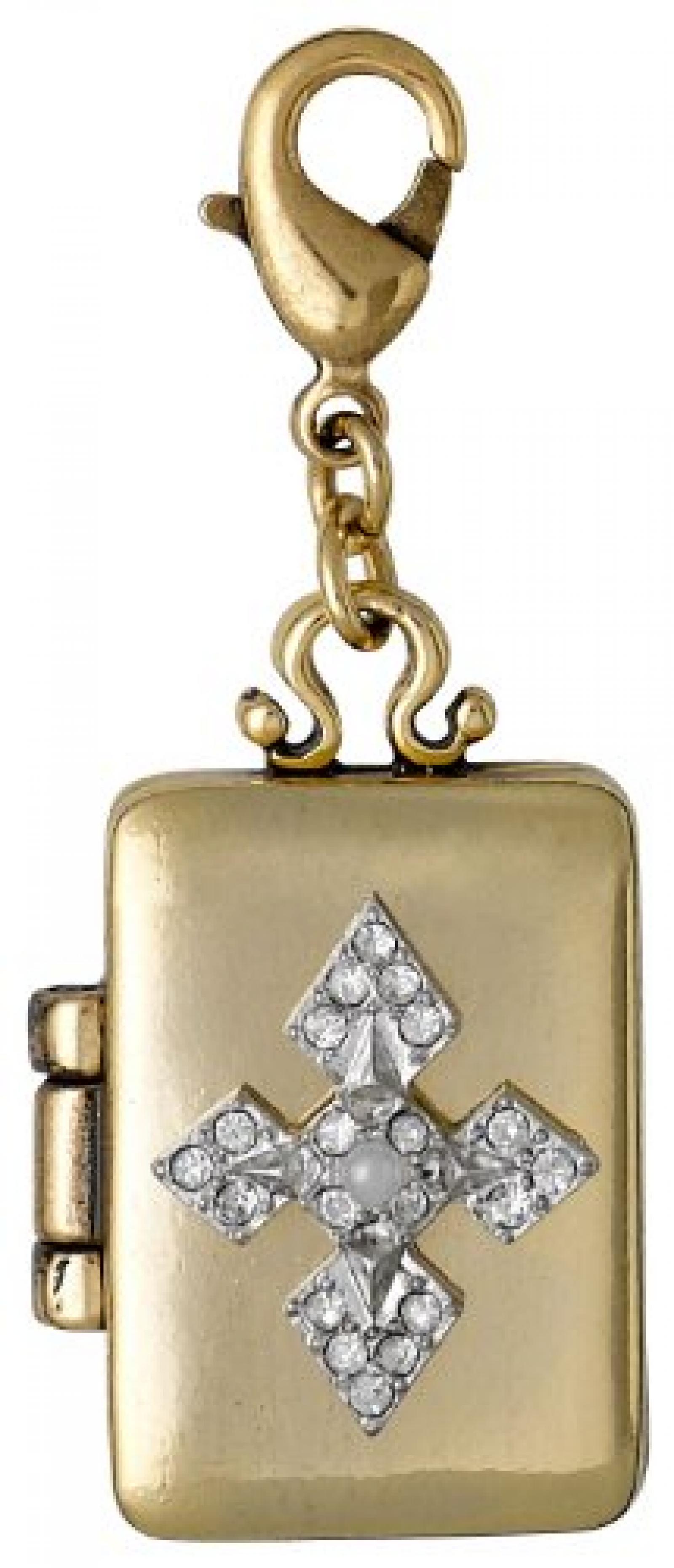 Pilgrim Jewelry Damen-Anhänger Messing Kristall Charms Versilbert und Vergoldet grau 4.2 cm 401346106 