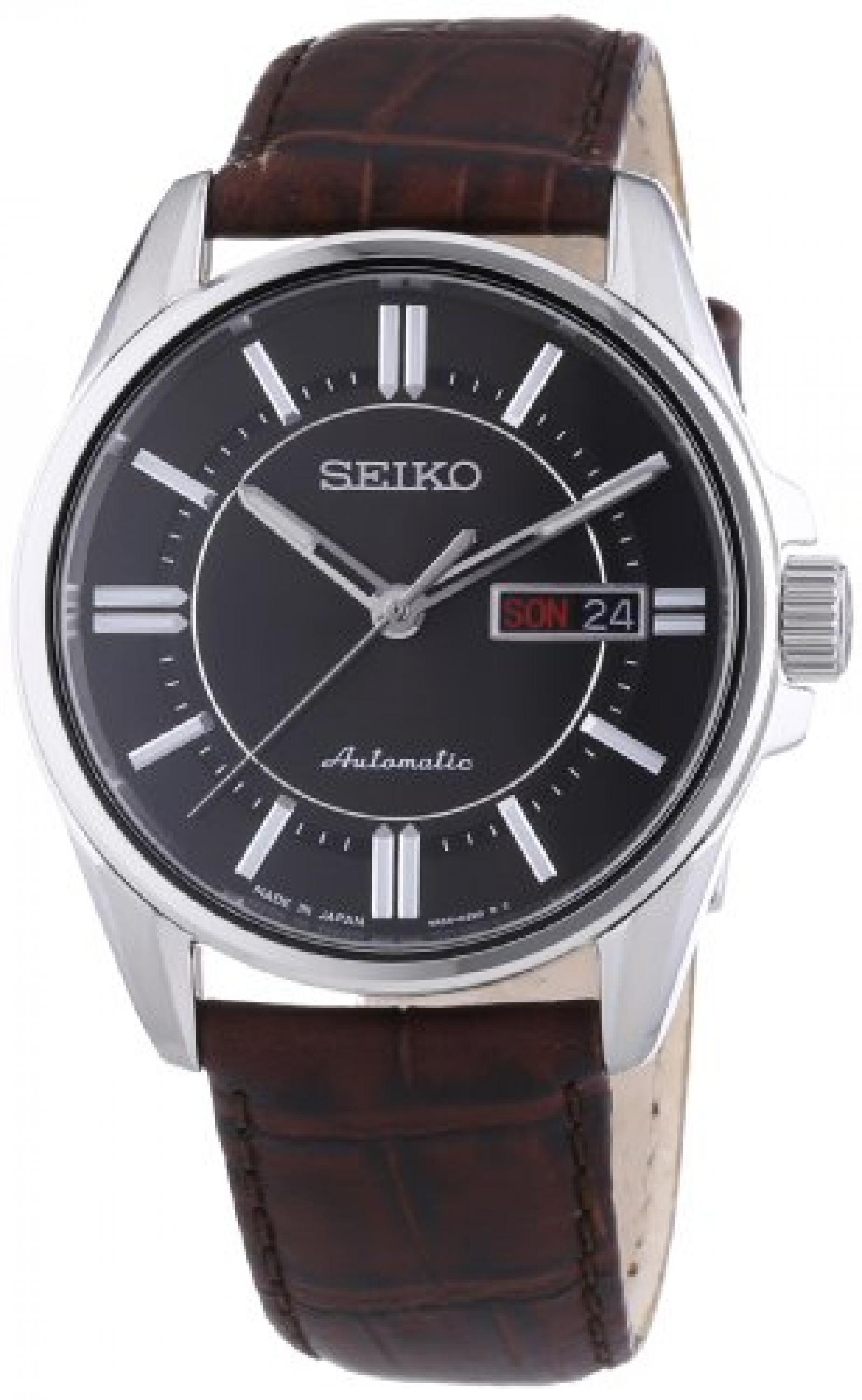 Seiko Herren-Armbanduhr XL Analog Automatik Leder SRP401J2 Seiko Herren-Armbanduhr XL Analog Automatik Leder SRP401J2