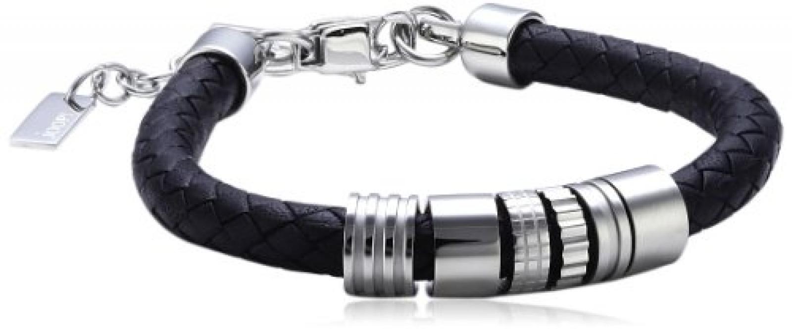 Joop Herren-Armband Zac Leder schwarz Edelstahl ca. 21.5 cm JPBR10343A215 