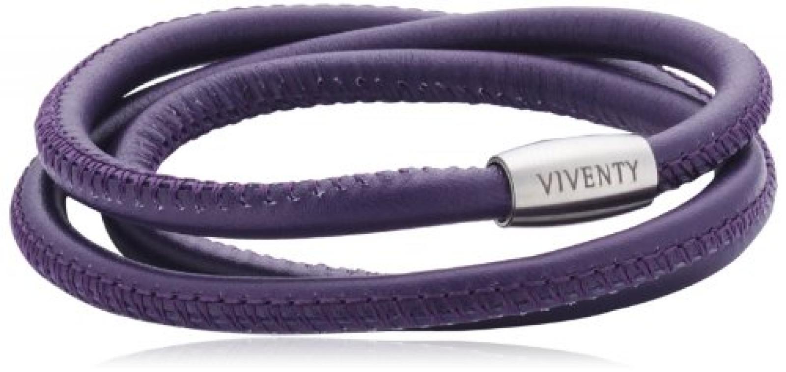 Viventy Unisex Armband Leder 3x gewickelt. in violett 59cm 764043 