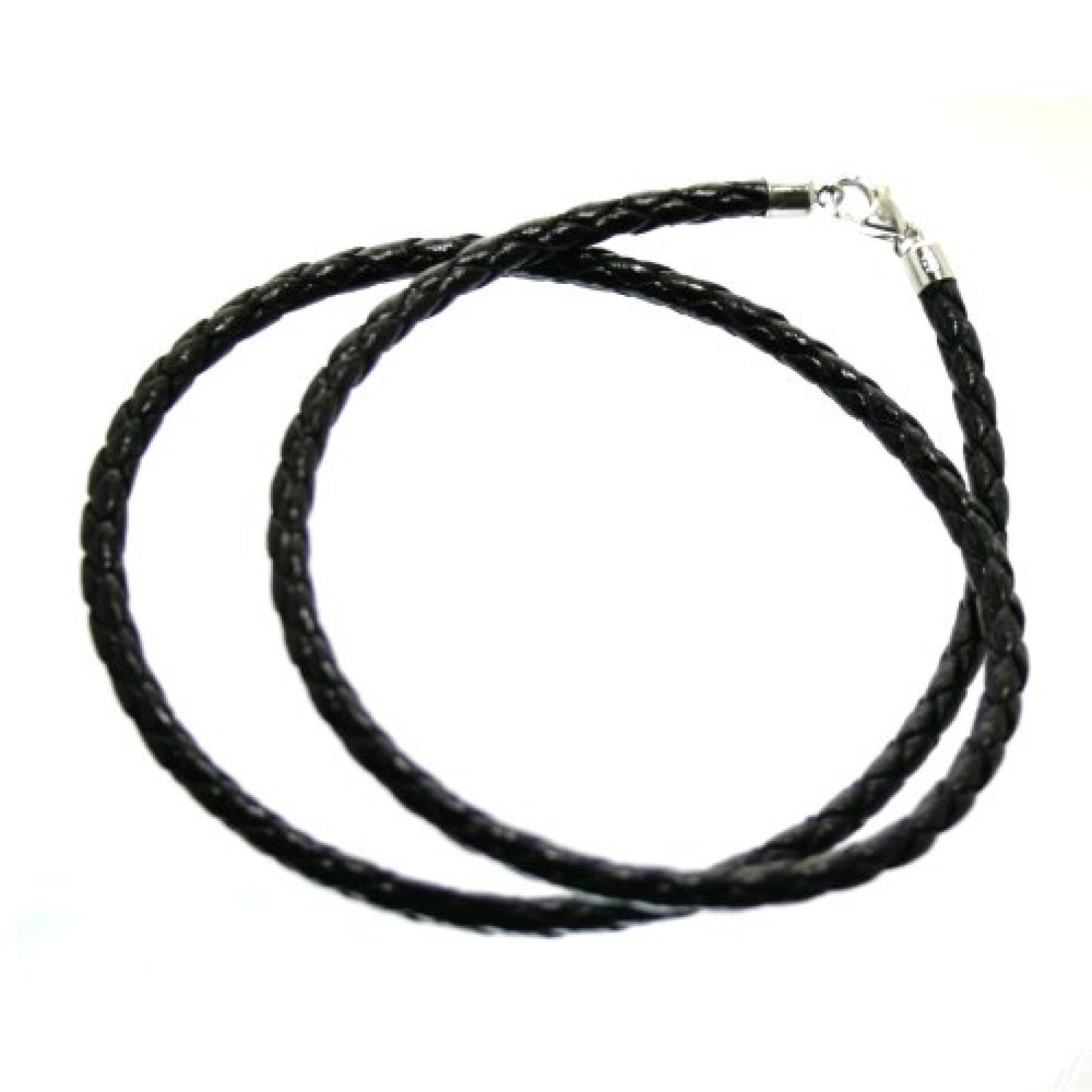 Bella Carina unixex Lederband Kette 50 cm geflochtenes Leder 3 mm f&uuml;r Beads, Verschluss 925 Sterling Silber 