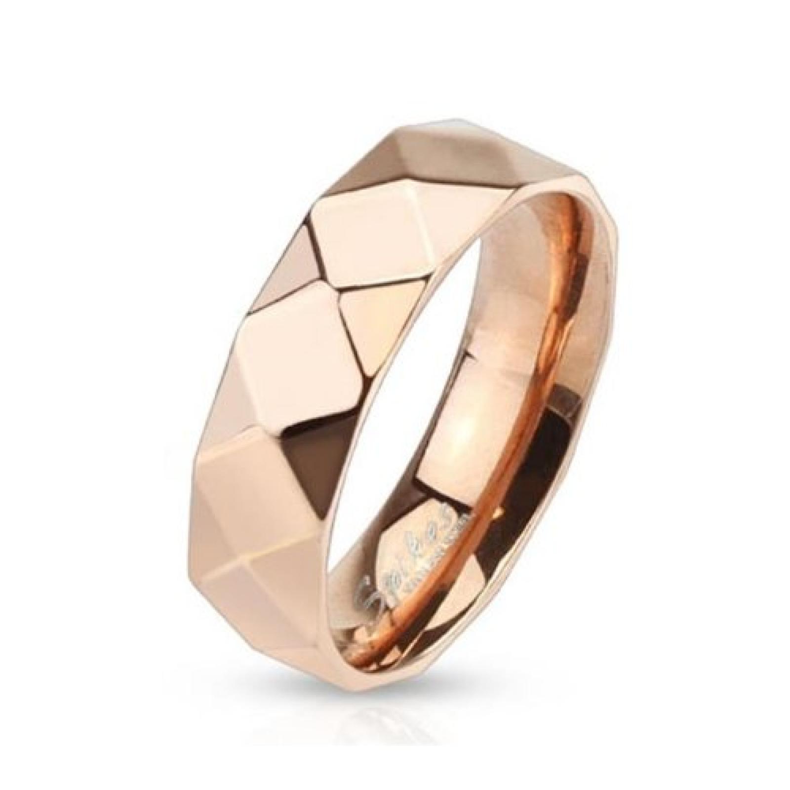Coolbodyart Unisex Edelstahl Ring vergoldet rosegold Diamond Faceted 4mm breit hochglanz poliert verfügbare Ringgrößen 47 (15) - 57 (18) 