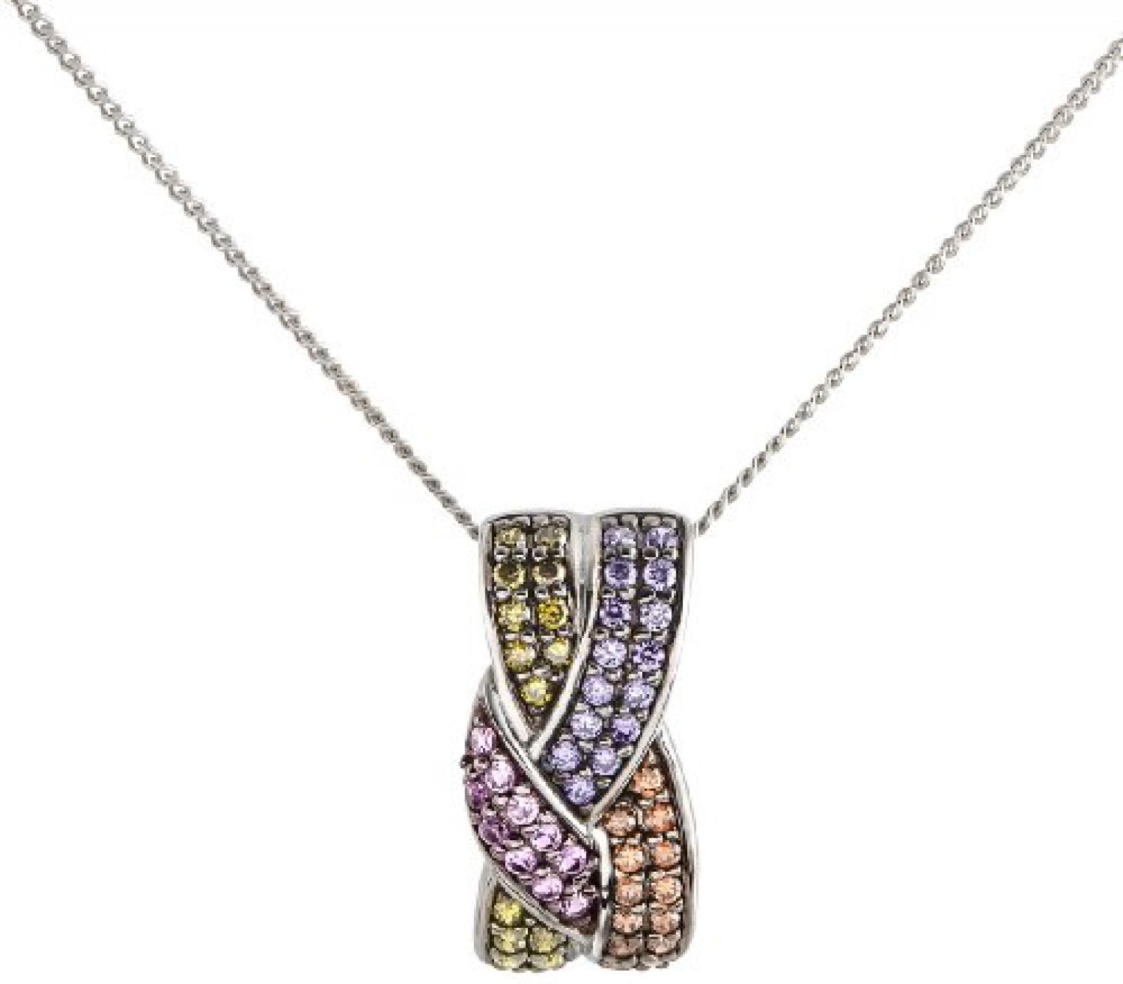 Celesta Damen Halskette 925 Sterling Silber rhodiniert Zirkonia Celesta Silver 42 cm gr&uuml;n mehrfarbig 500244581-42L 