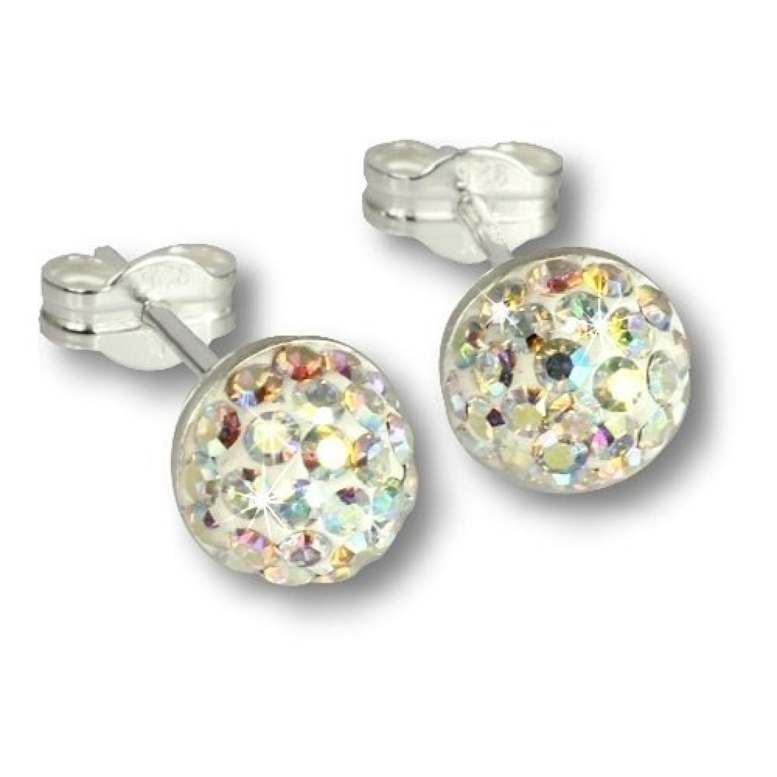 SilberDream Glitzer Ohrstecker Halbkugel Farbton kristall Preciosa Elements 925 Sterling Silber Ohrringe GSO217Z 