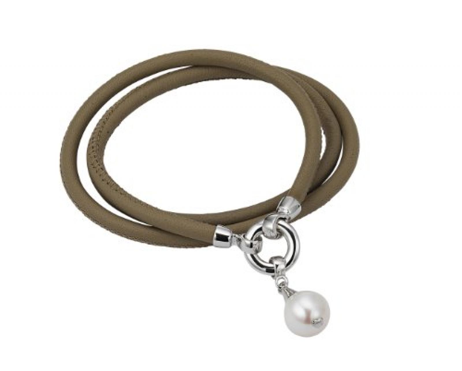 Adriana Damen-Set: Halskette + Armband S&uuml;&szlig;wasser Zuchtperlen 925 Sterling Silber L1-helltaupe 