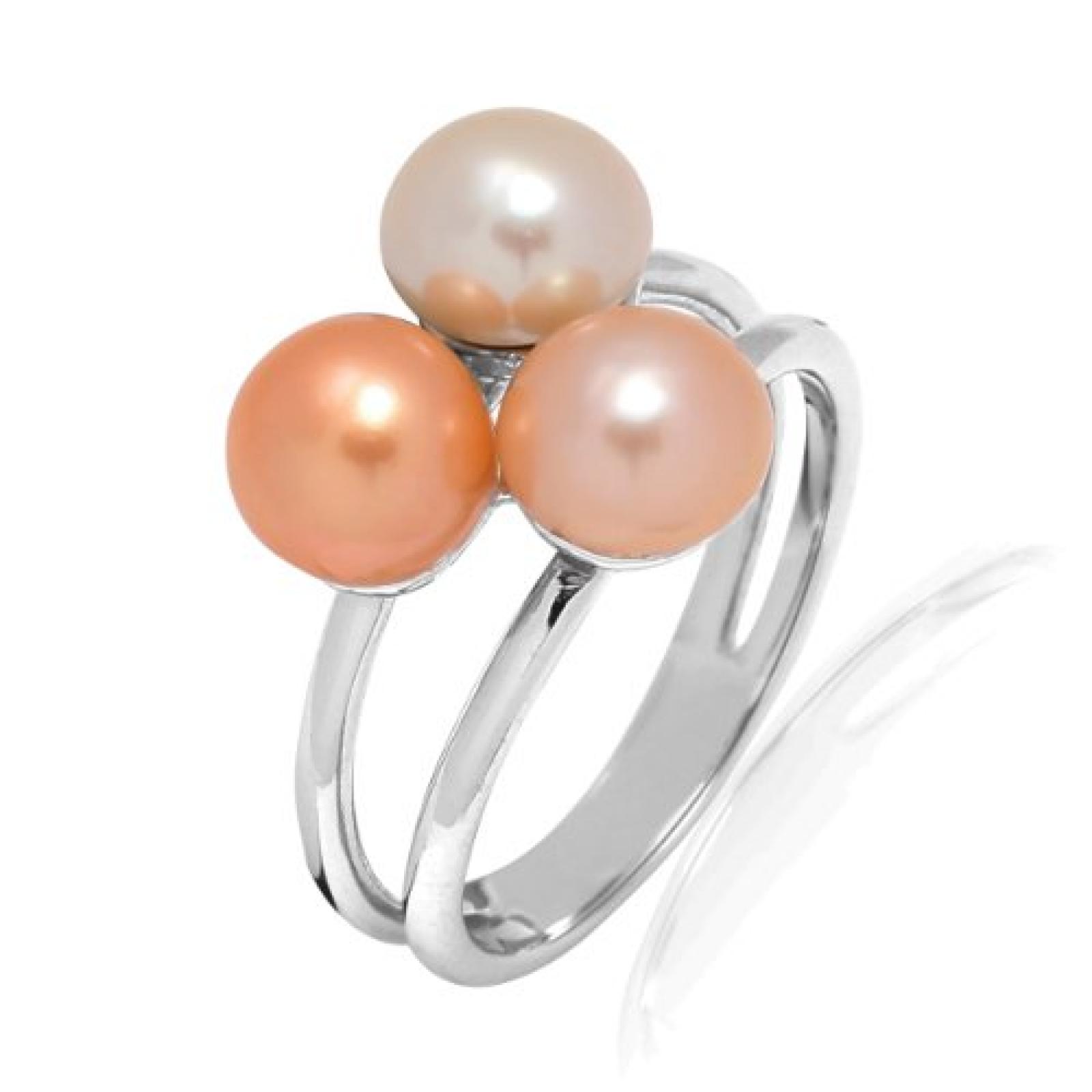 Valero Pearls Damen-Ring Fashion Collection 925 Sterling Silber S&uuml;&szlig;wasser-Zuchtperlen champagner 60020091 