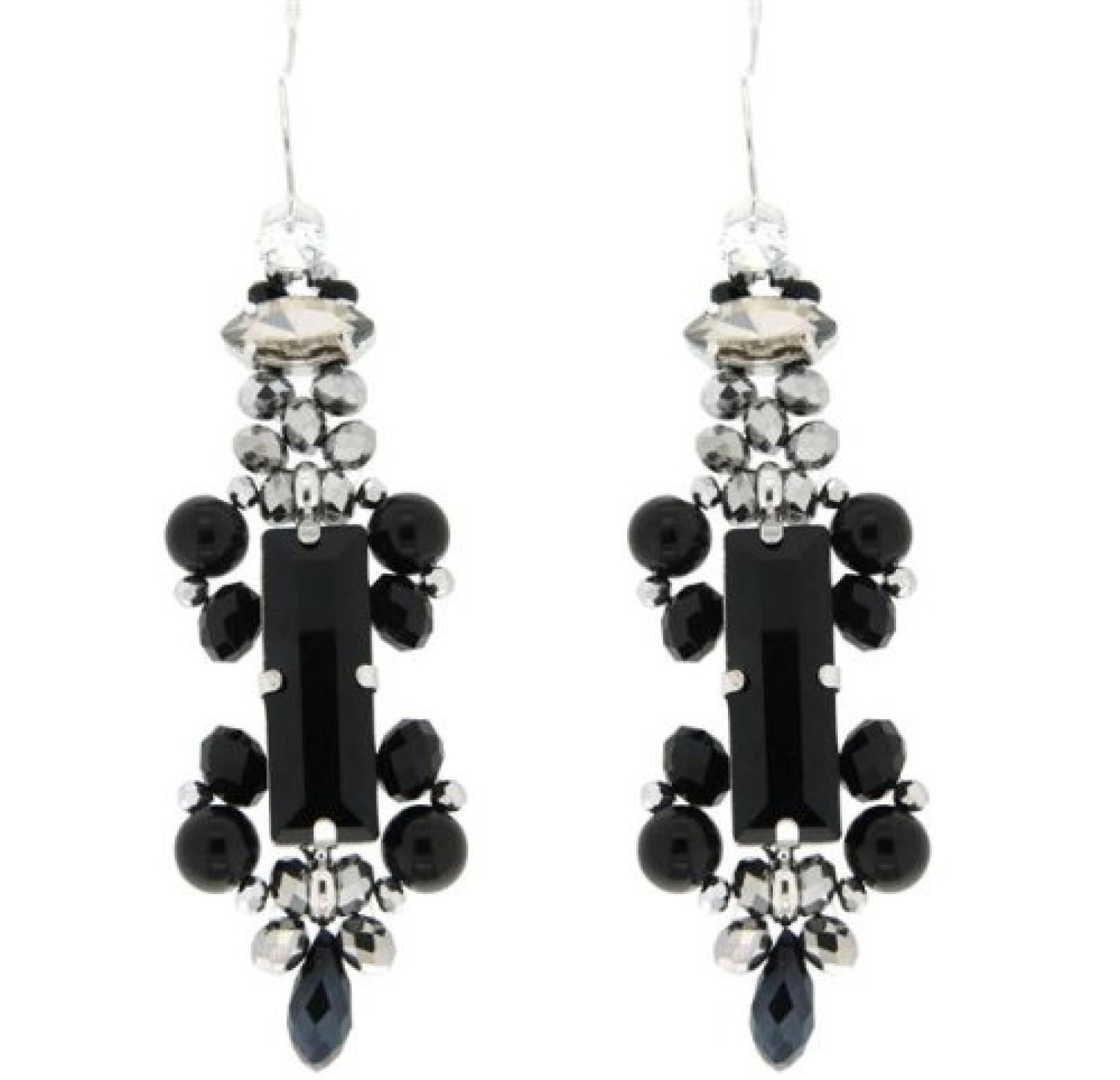 Sweet Deluxe Damen-Ohrh&auml;nger Messing Katrine l&auml;nglich silber/schwarz 01731 