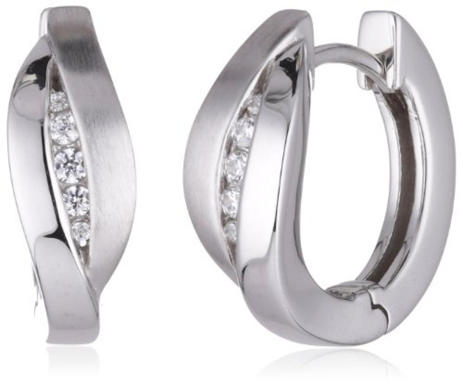 Viventy Damen-Creolen 925 Sterling Silber mit 10 Zirkonia in weiss 763224 