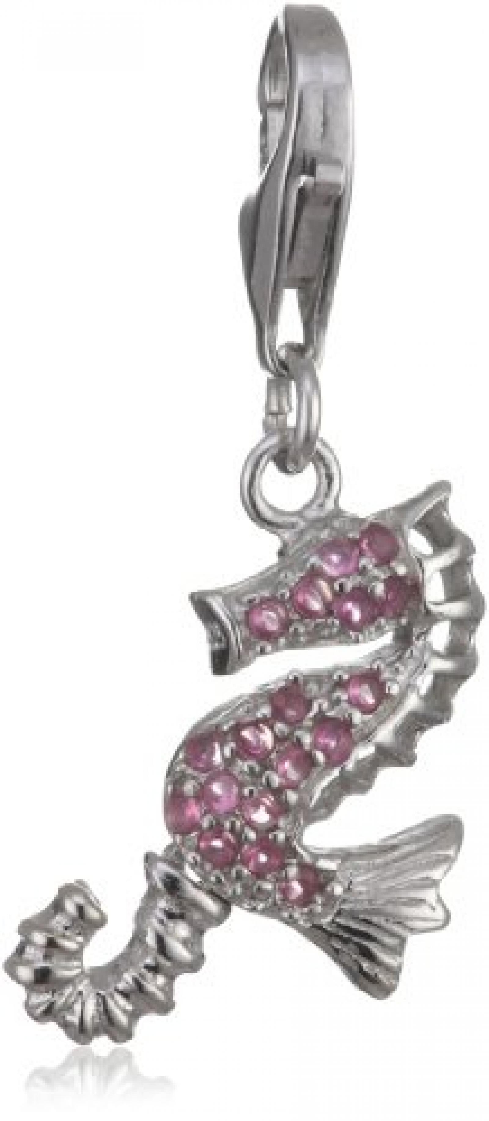 Rafaela Donata Charm Collection Damen-Charm Seepferd 925 Sterling Silber Zirkonia pink  60600122 