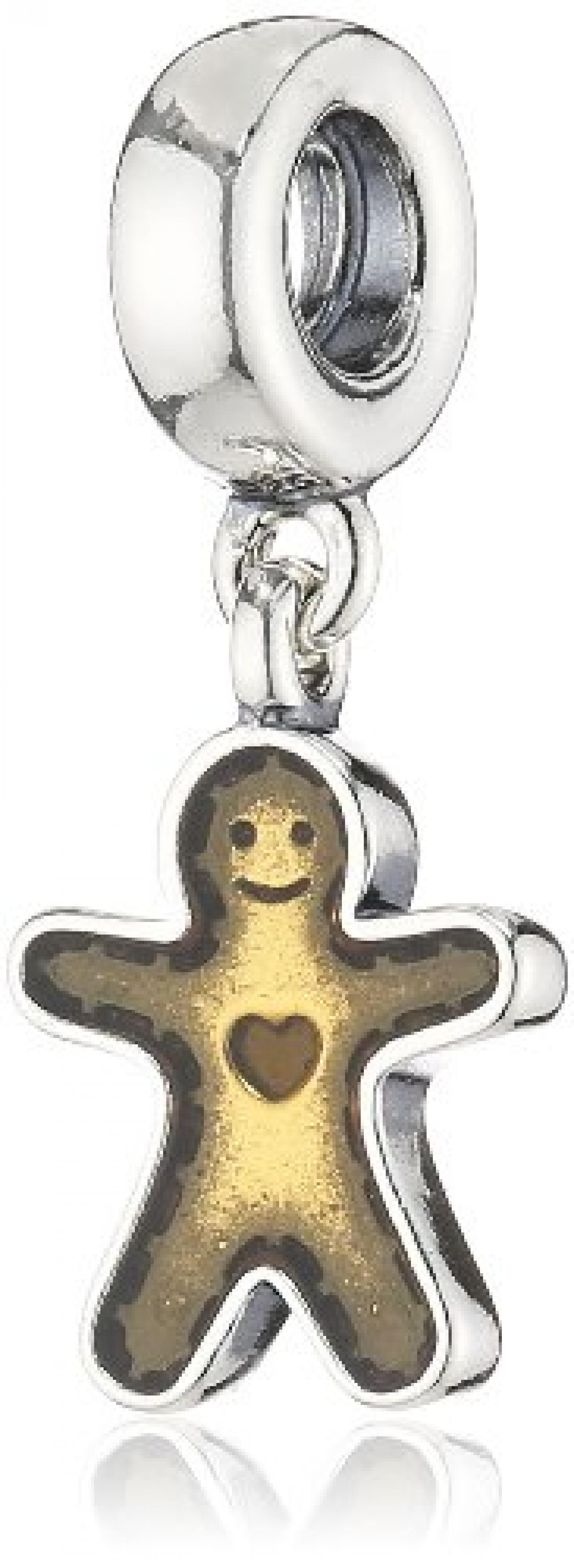 Pandora Damen-Charm Gingerbread man Emaille gold 925 Sterling Silber 790997EN29 