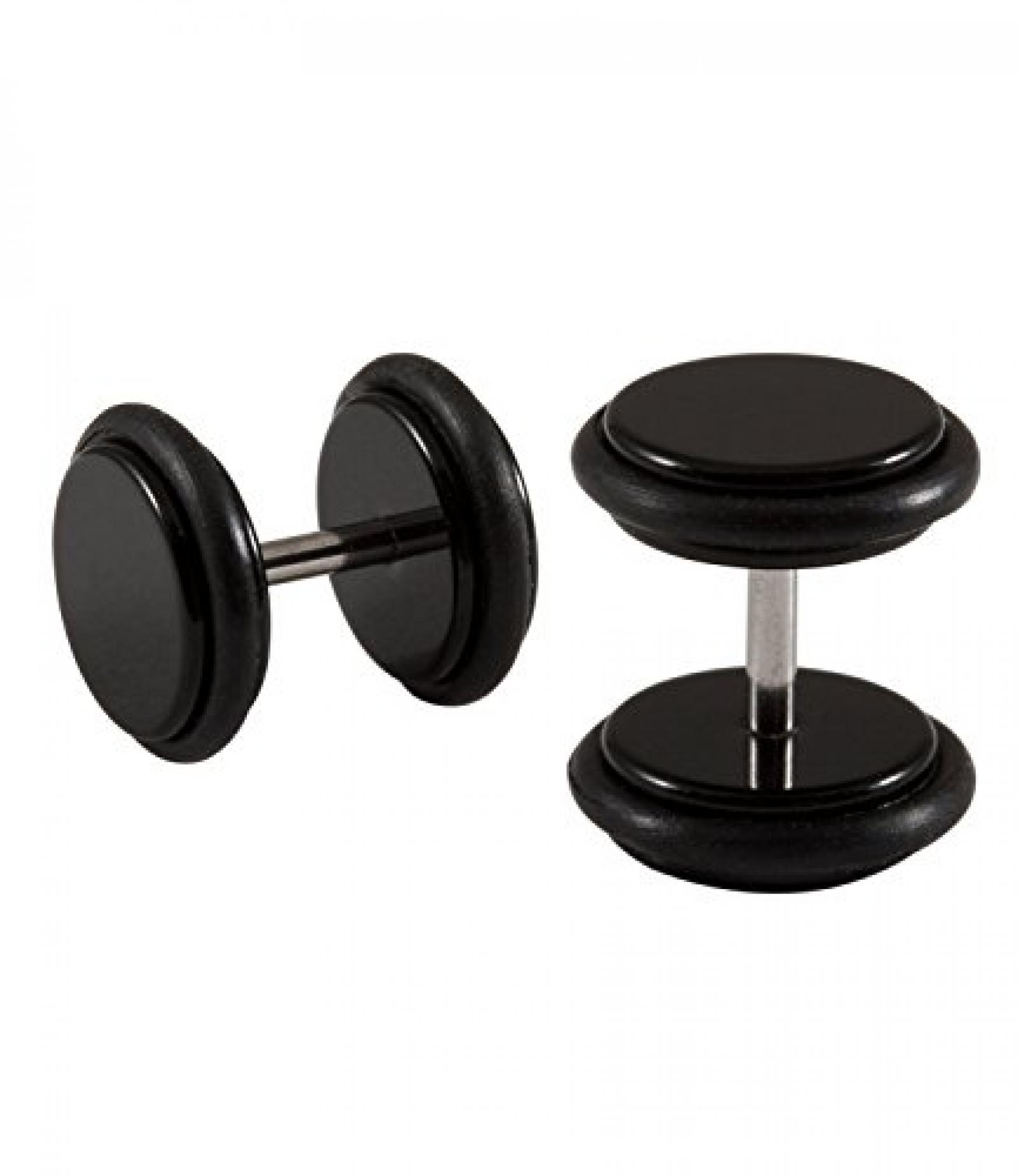 SIX MAN flache, schwarz gl&auml;nzende Fake Plugs mit Gummi Rand (109-828) 