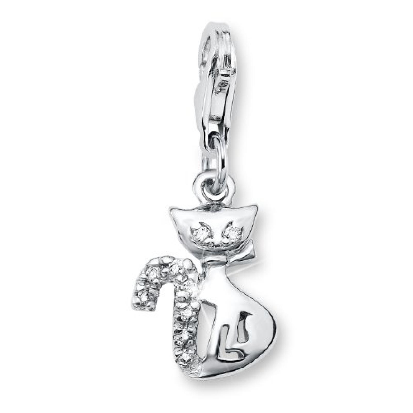 Amor Jewelry Damen-Charm Katze 925 Sterling Silber 395748 