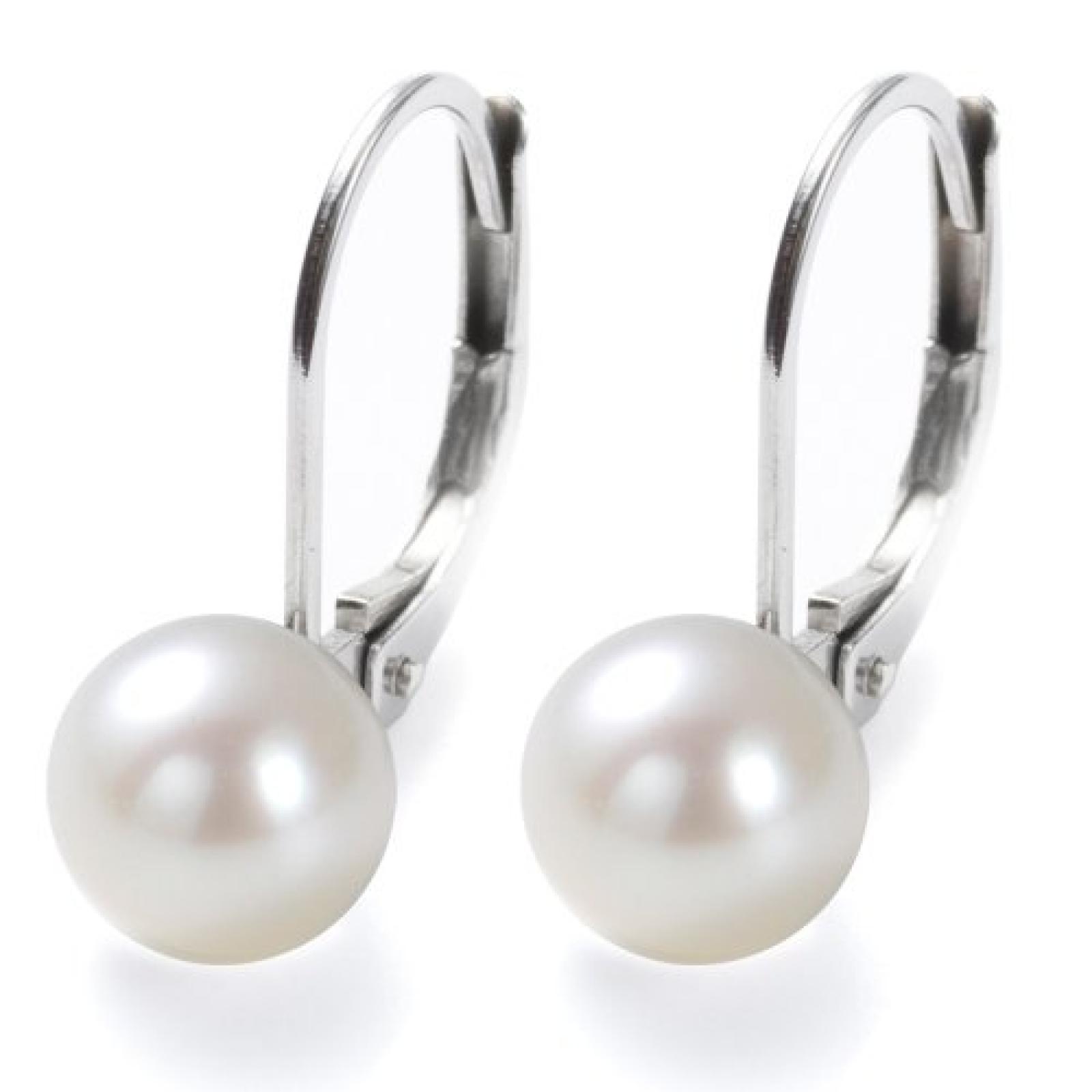 Monomania Damen-Ohrh&auml;nger Edelstahl 2 S&uuml;&szlig;wasserperlen wei&szlig; 8 mm 31639 